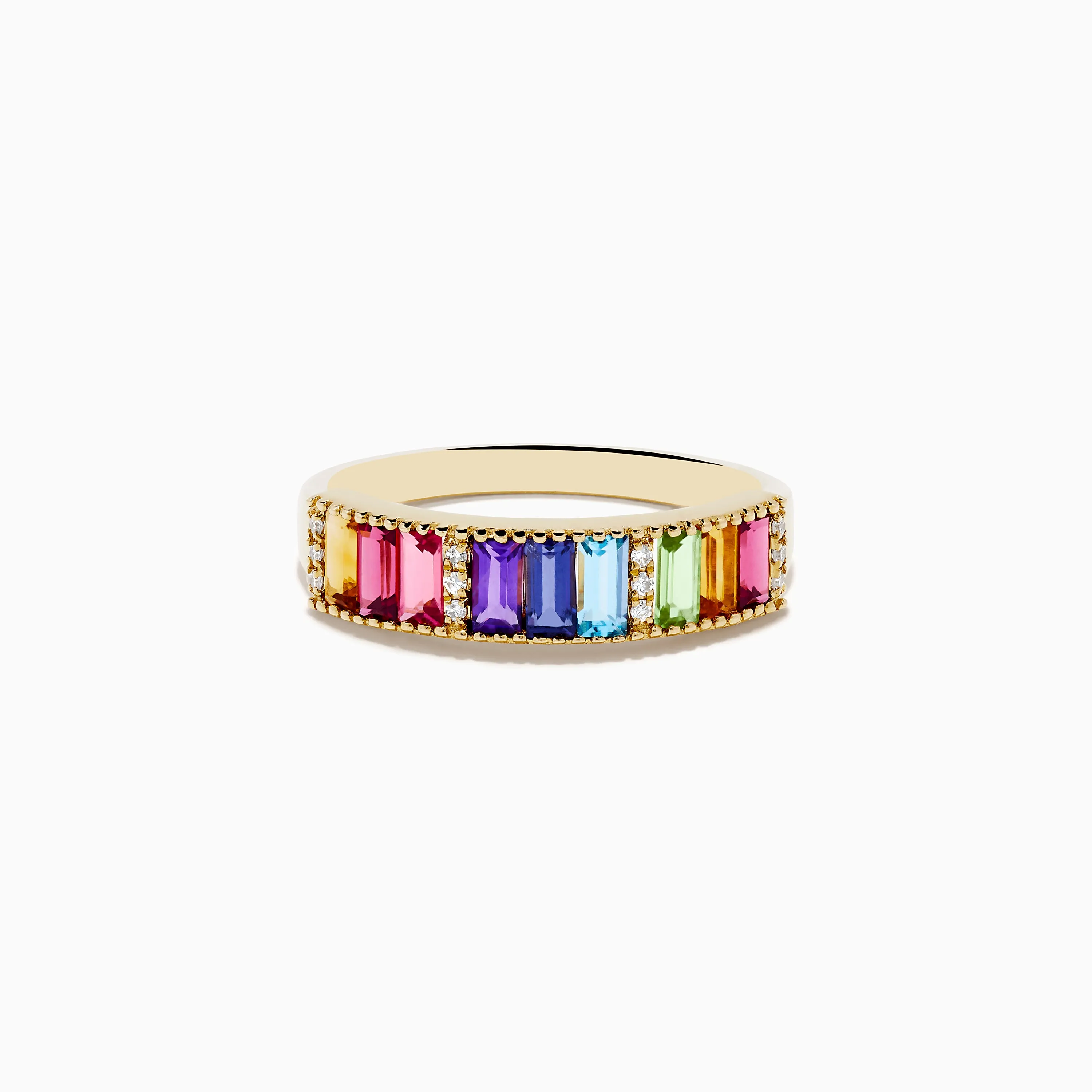 Mosaic 14K Yellow Gold Multi Color Gemstone and Diamond Ring sold by Effy