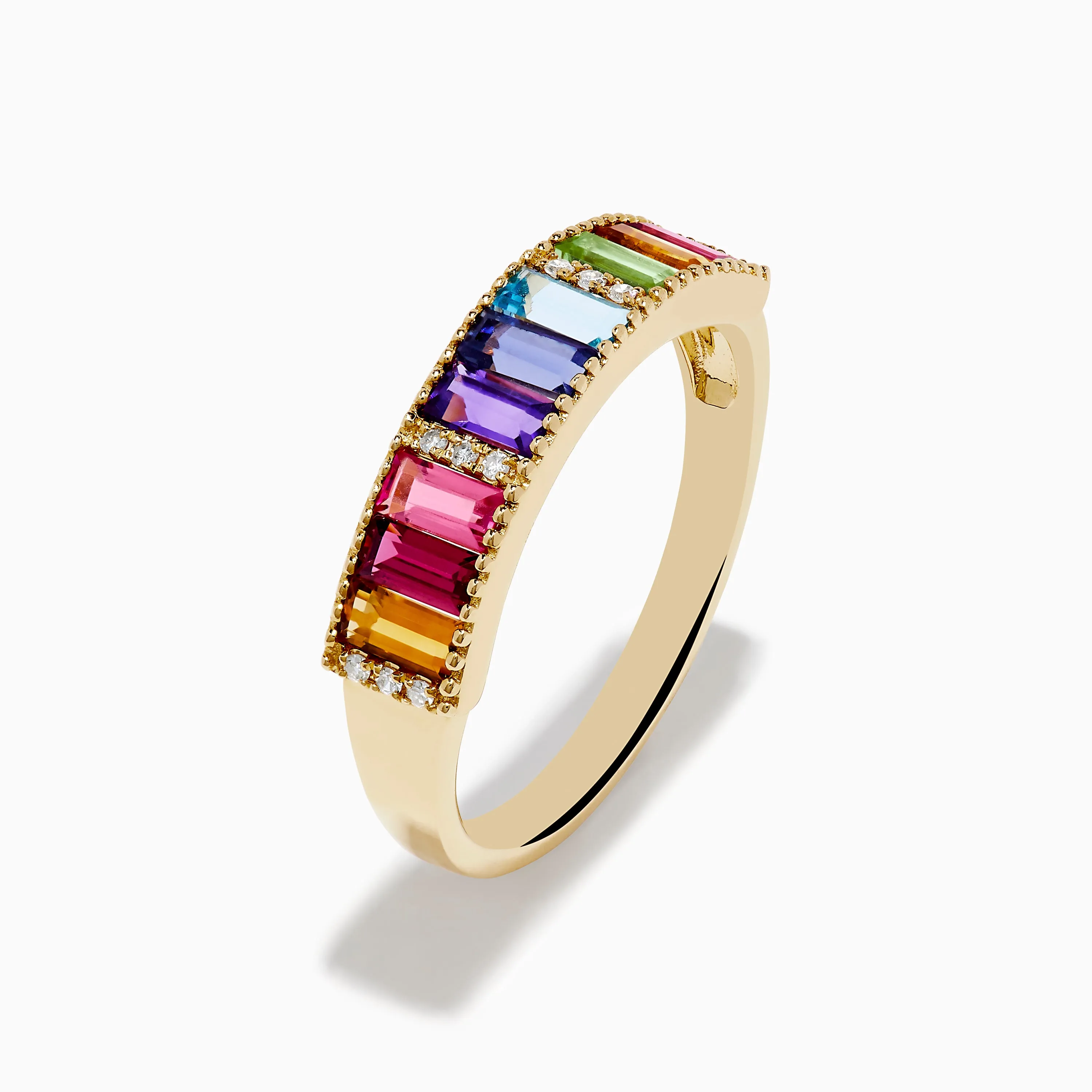 Mosaic 14K Yellow Gold Multi Color Gemstone and Diamond Ring sold by Effy product image thumbnail 4