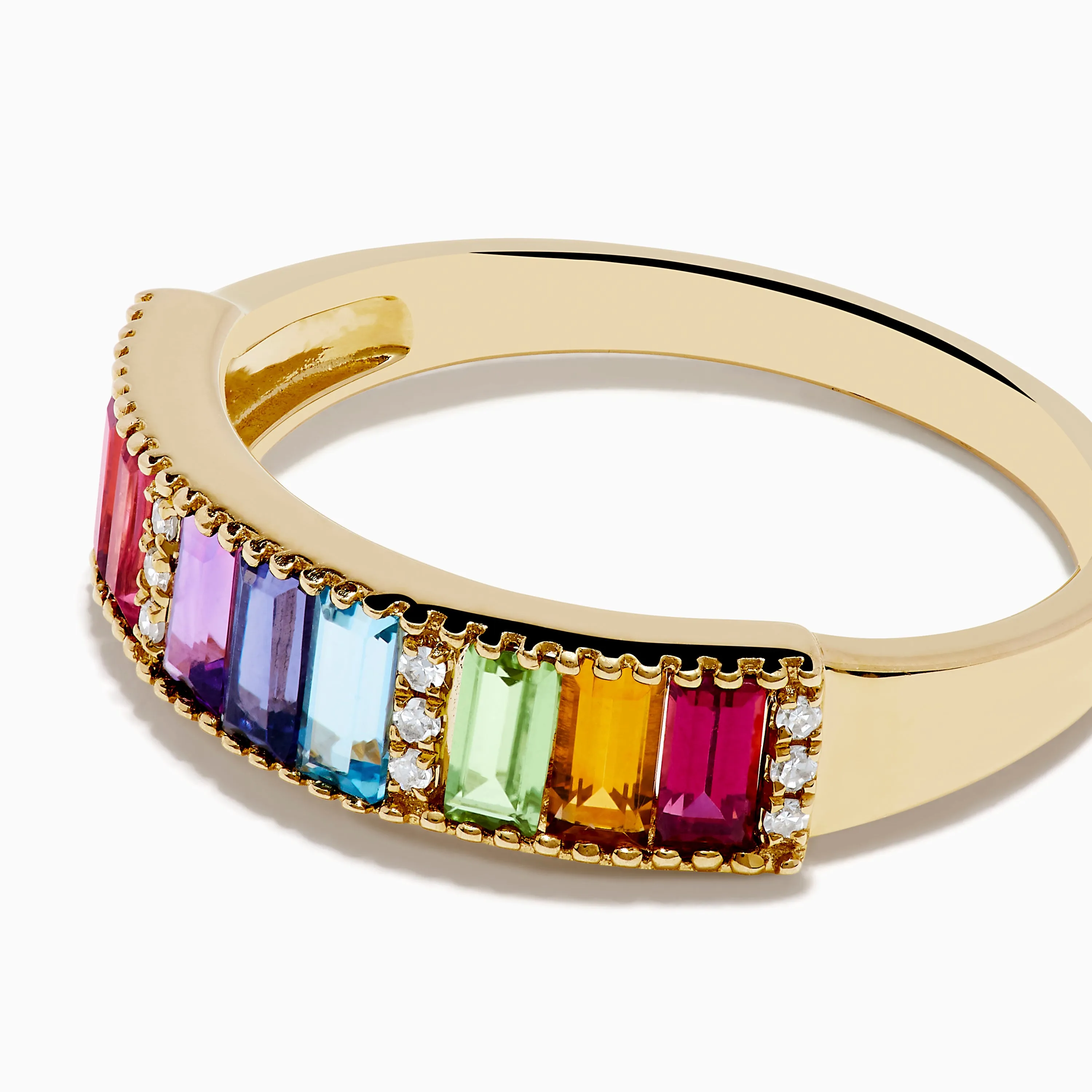 Mosaic 14K Yellow Gold Multi Color Gemstone and Diamond Ring sold by Effy product image thumbnail 2