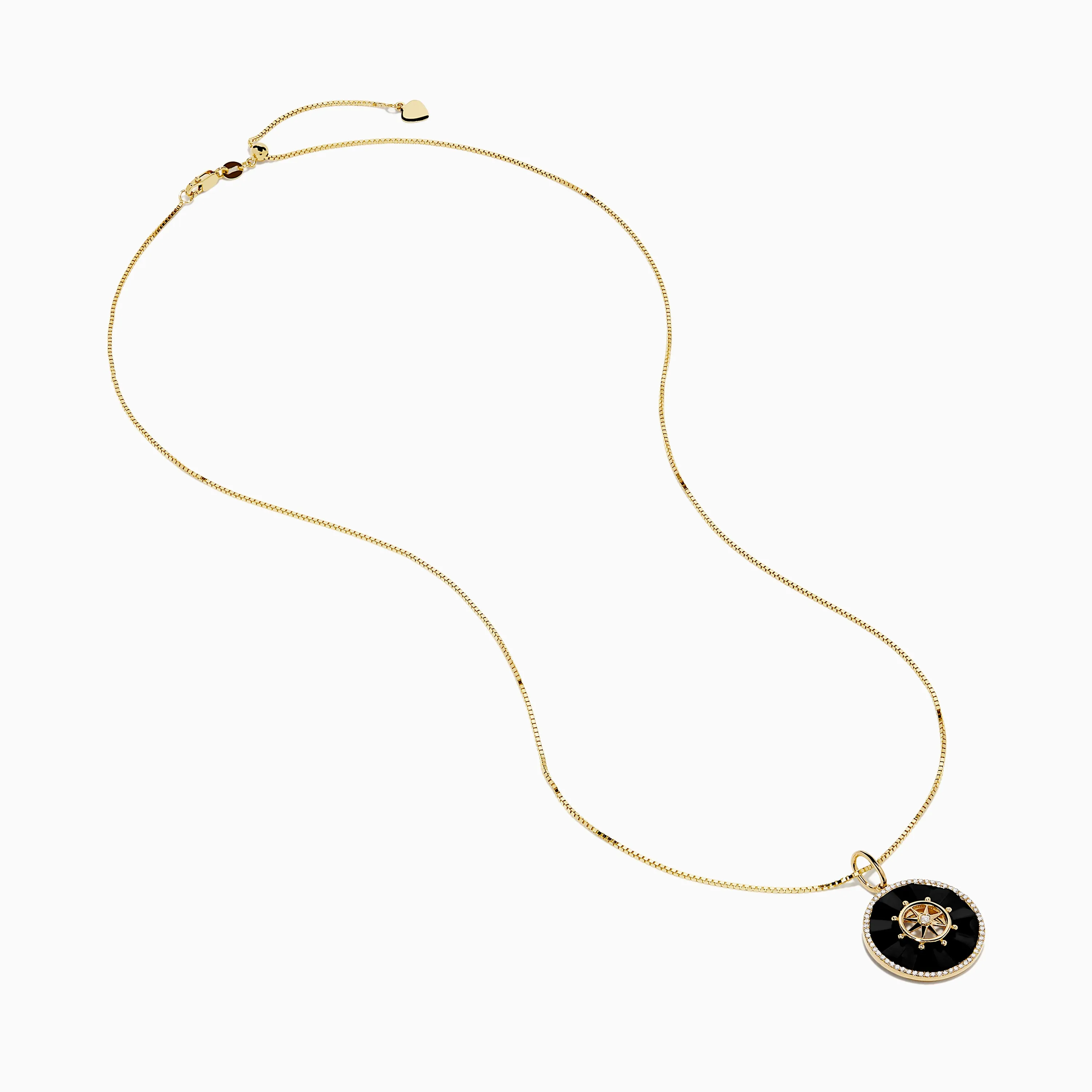 Novelty 14K Yellow Gold Onyx and Diamond Compass Disc Pendant sold by Effy product image thumbnail 2