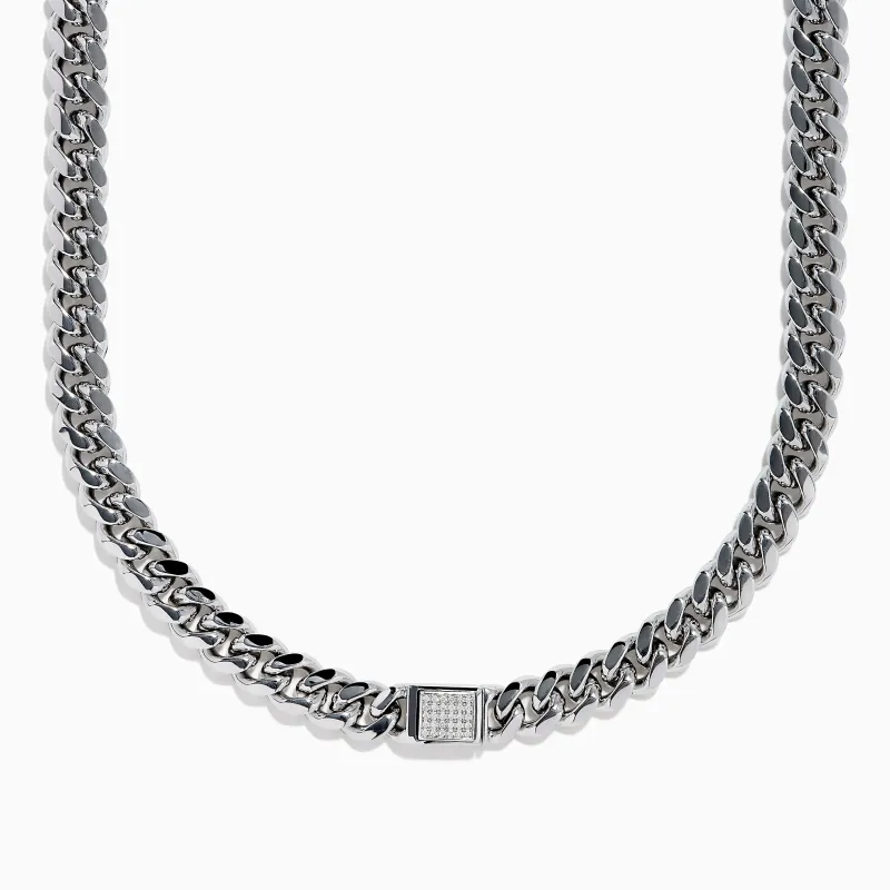 Men's 925 Sterling Silver Diamond Cuban Link Chain sold by Effy