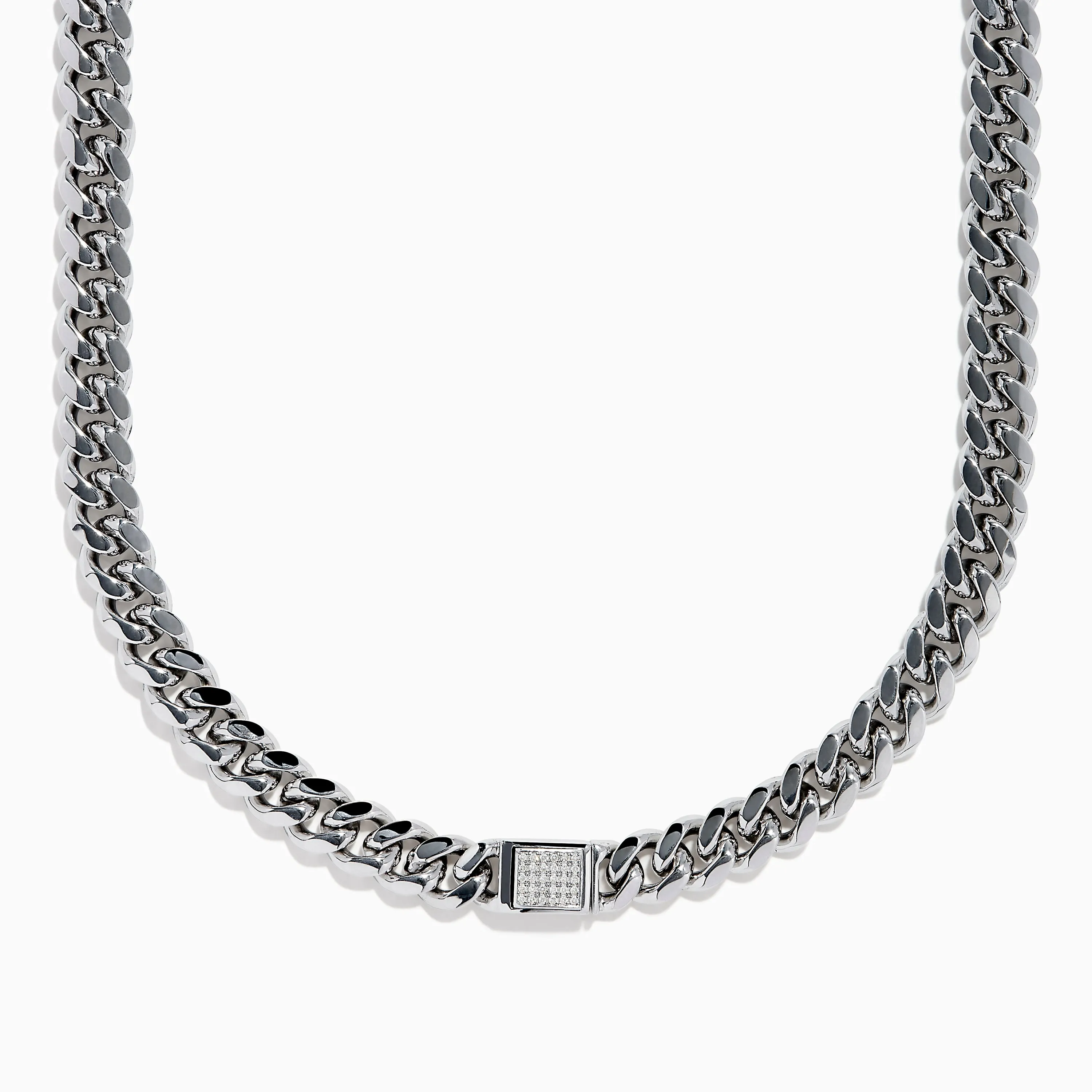 Men's 925 Sterling Silver Diamond Cuban Link Chain sold by Effy