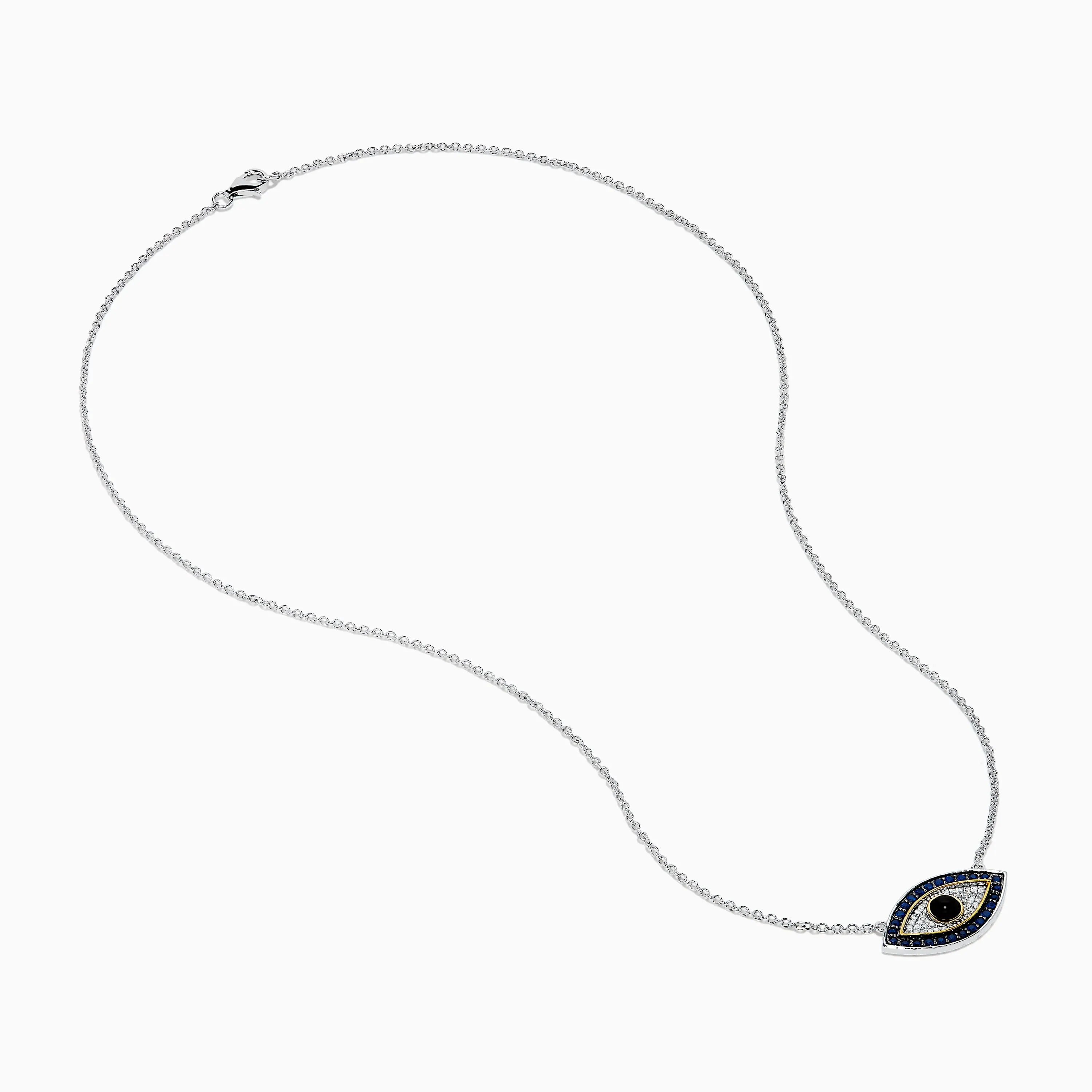 925 Sterling Silver 14K Yellow Gold Sapphire, Onyx and Diamond Evil Eye Necklace sold by Effy product image thumbnail 2
