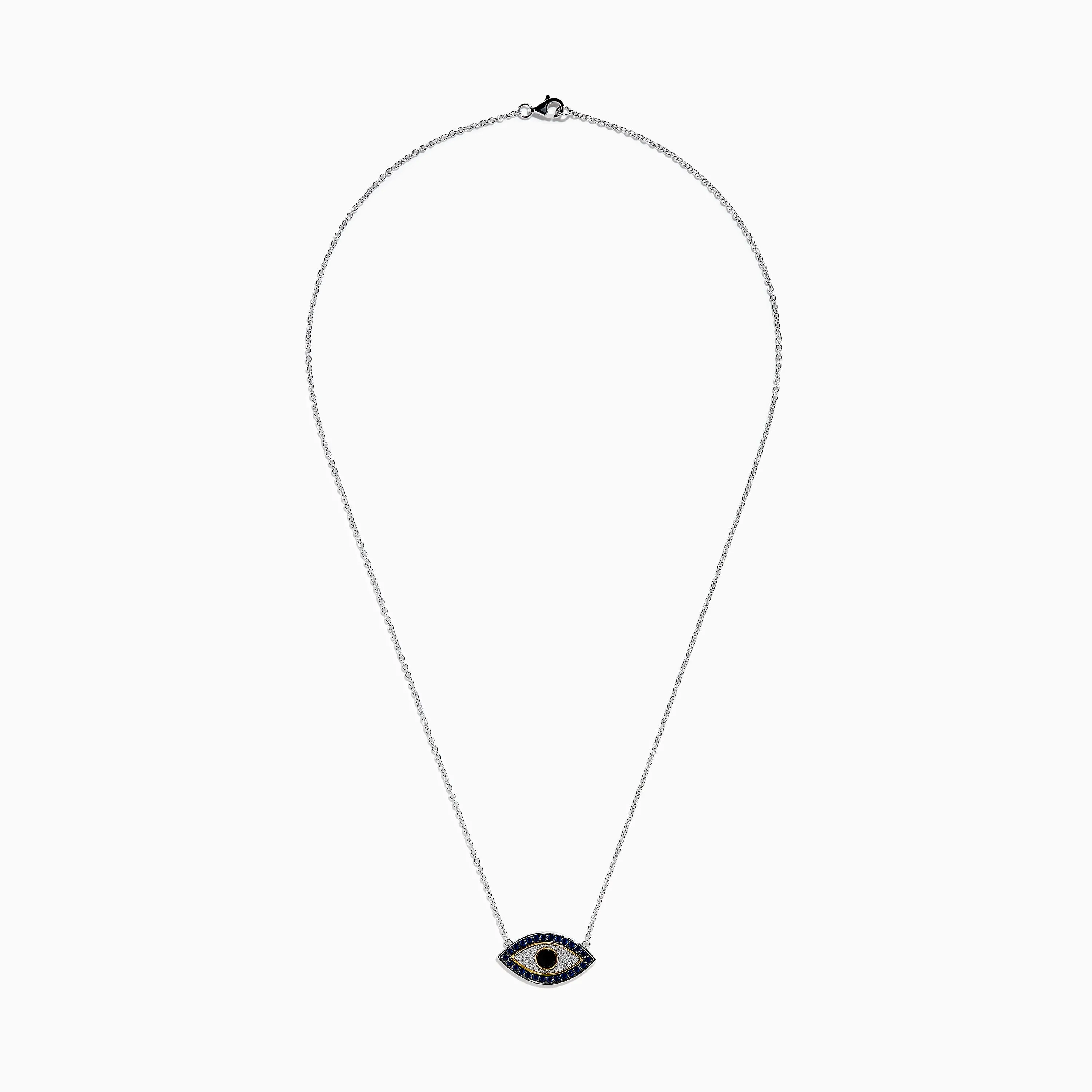 925 Sterling Silver 14K Yellow Gold Sapphire, Onyx and Diamond Evil Eye Necklace sold by Effy product image thumbnail 3