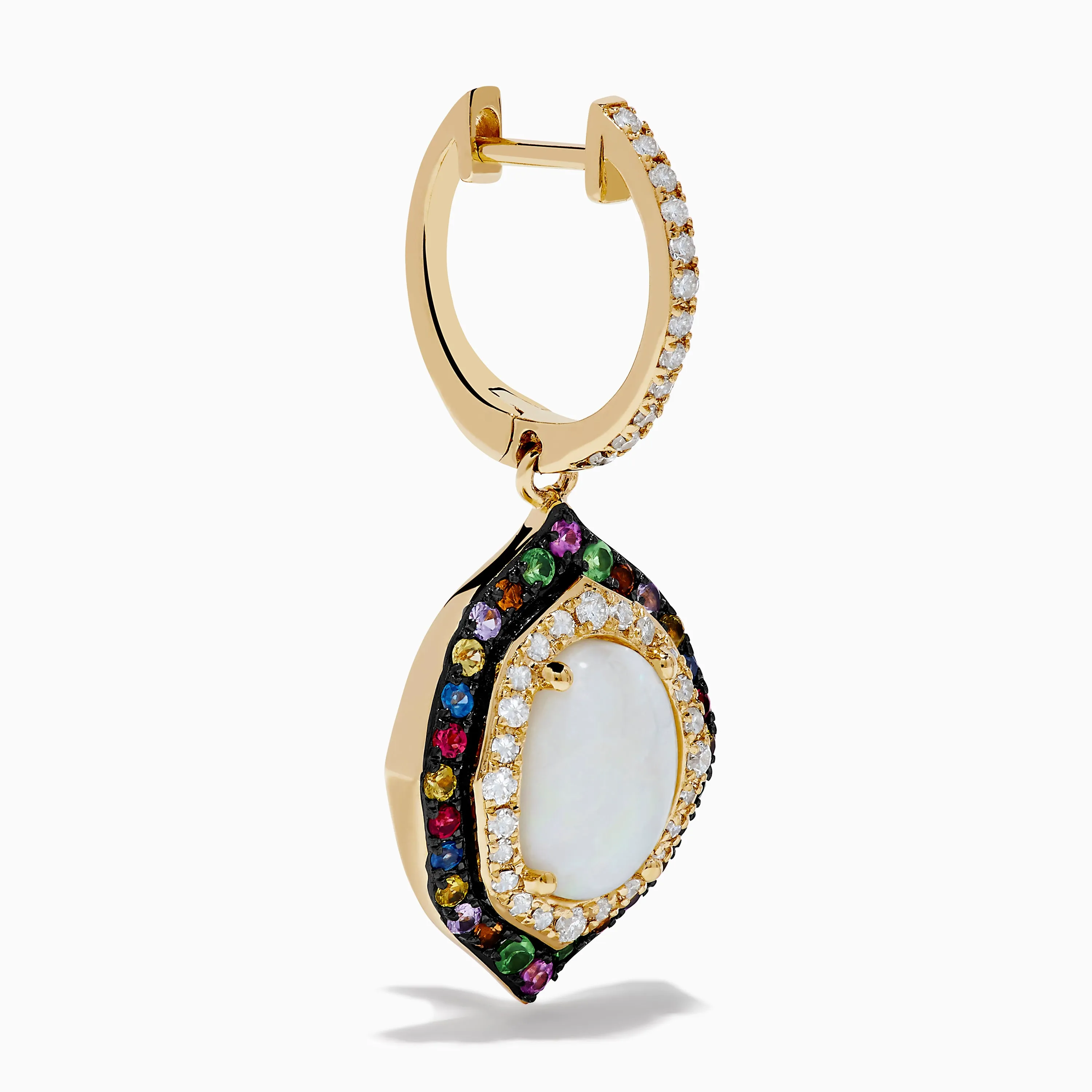 14K Yellow Gold Pink Tourmaline, Opal and Multi Color Sapphire and Diamond Drop Earrings sold by Effy product image thumbnail 3