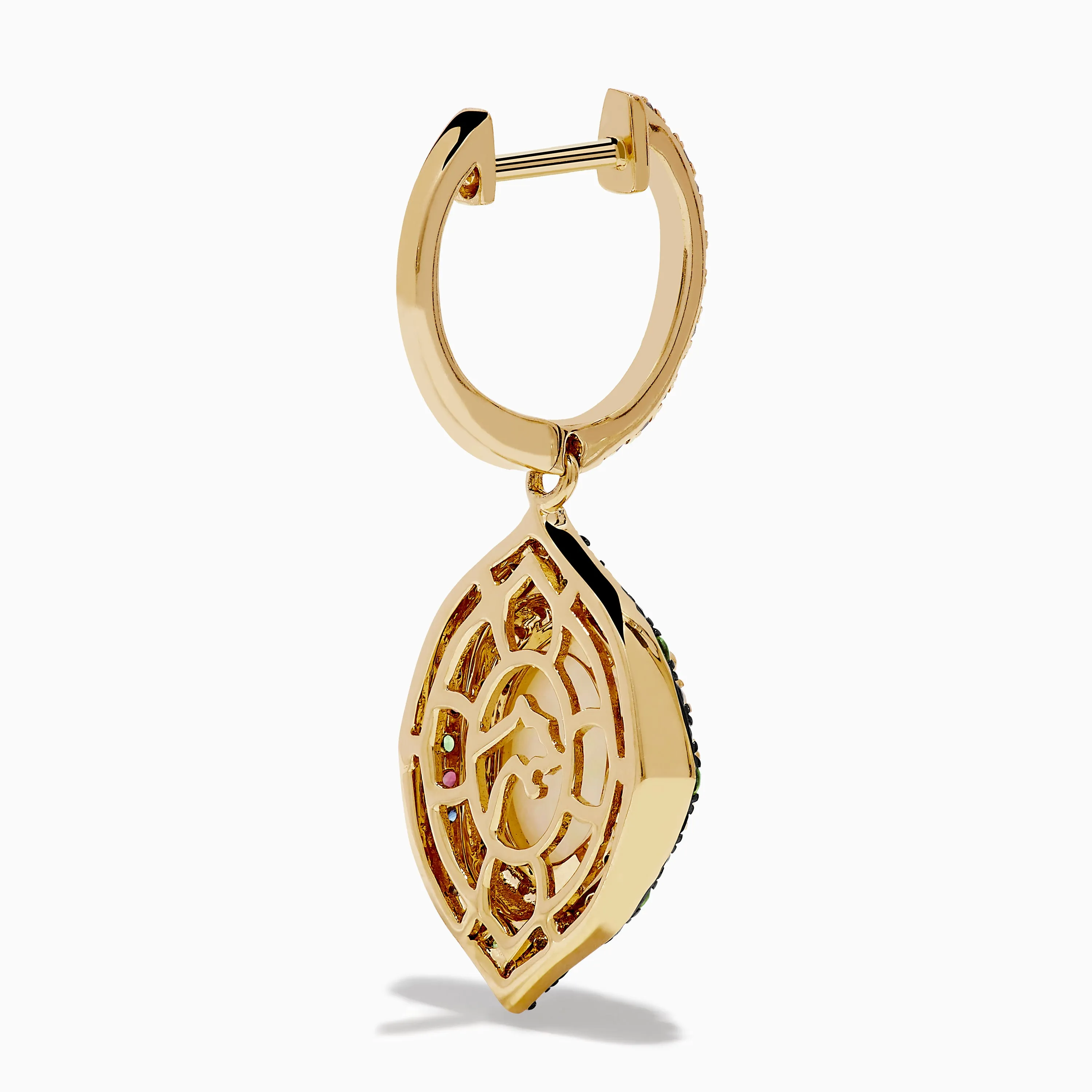 14K Yellow Gold Pink Tourmaline, Opal and Multi Color Sapphire and Diamond Drop Earrings sold by Effy product image thumbnail 4