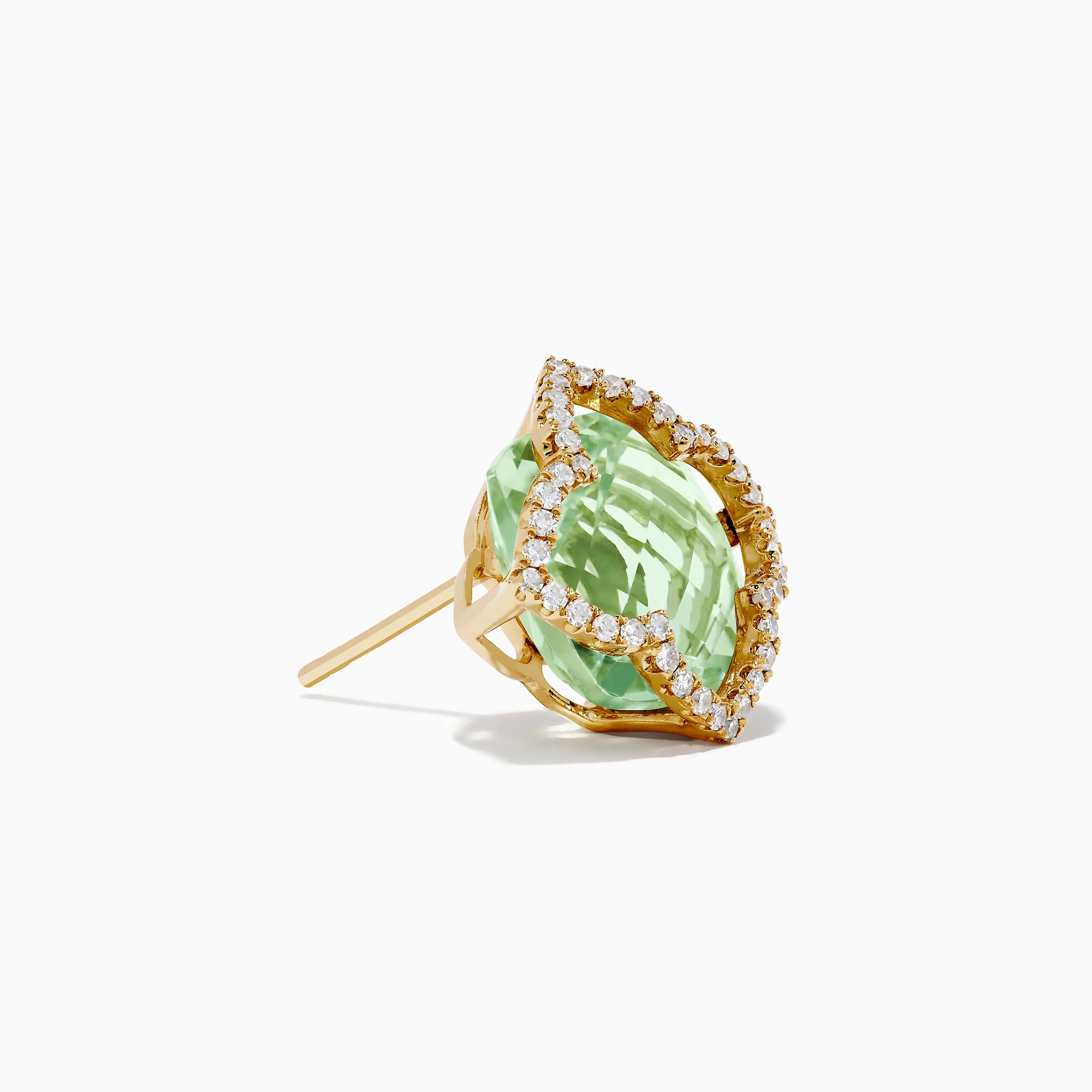 14K Yellow Gold Green Amethyst and Diamond Earrings sold by Effy product image thumbnail 3