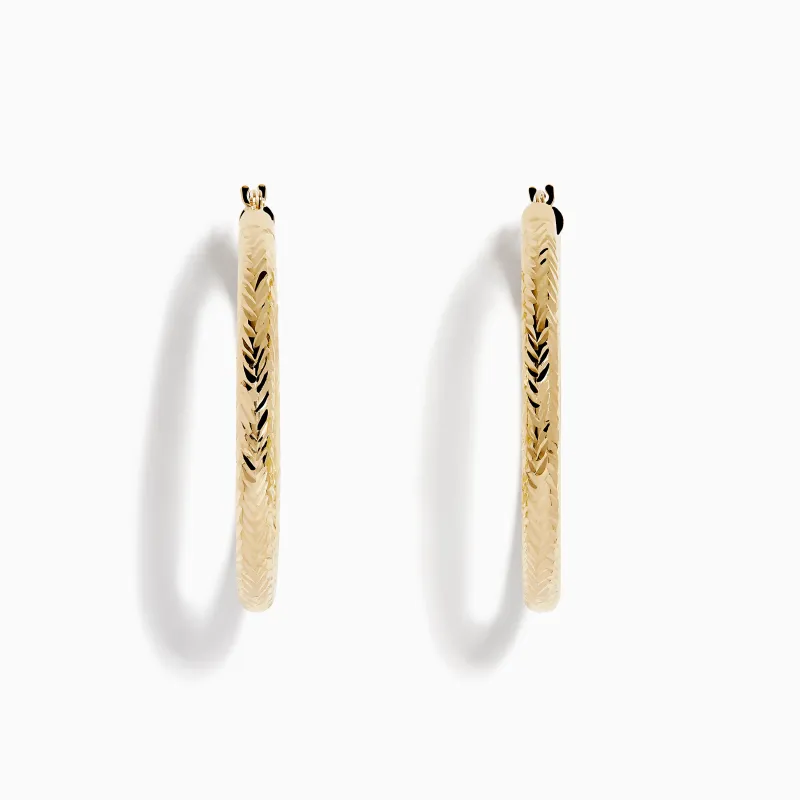 14K Yellow Gold Chevron Cut Tube Hoops sold by Effy