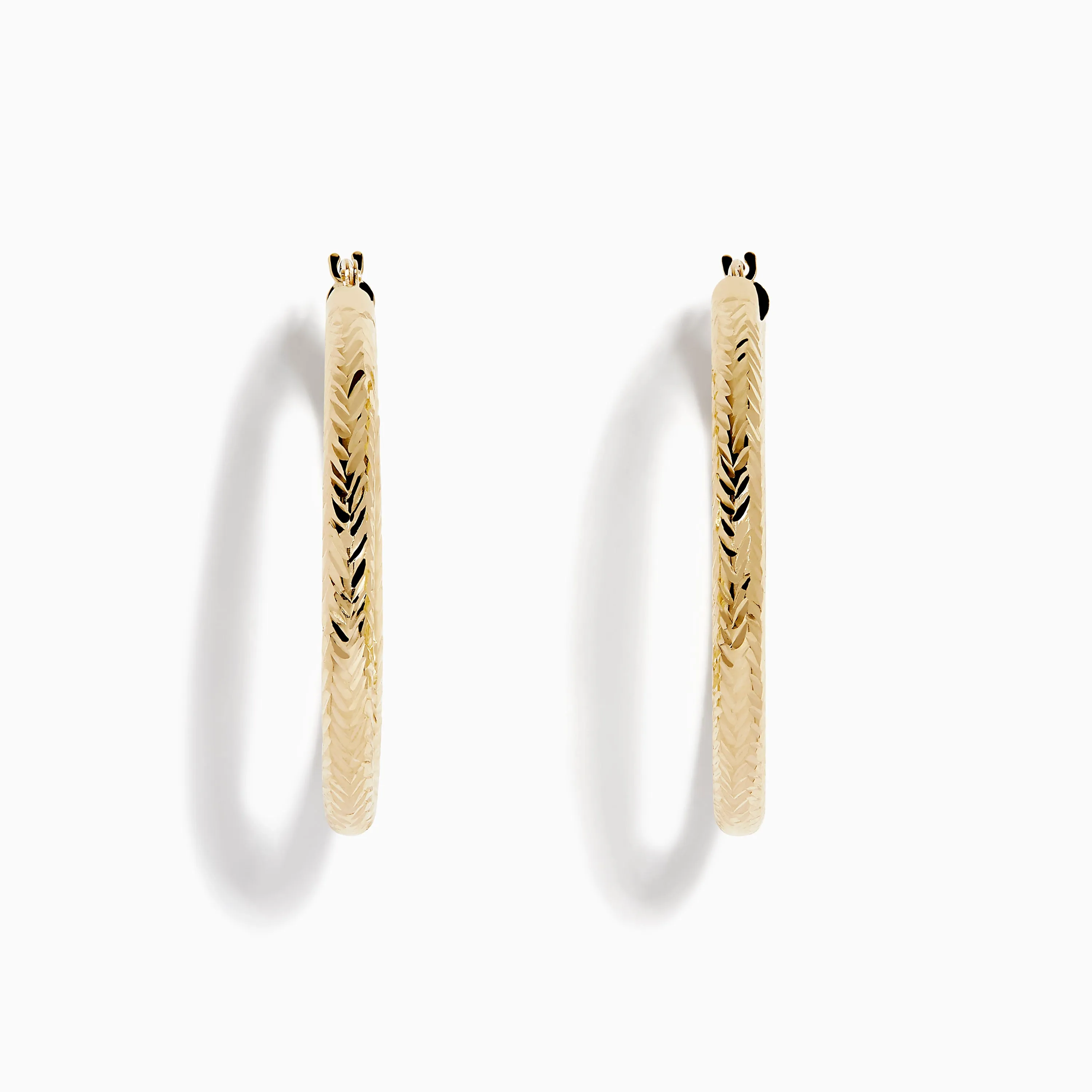 14K Yellow Gold Chevron Cut Tube Hoops sold by Effy