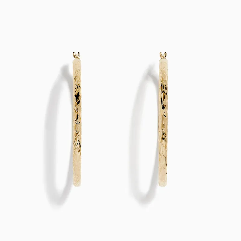 14K Yellow Gold Crystal Cut Tube Hoops sold by Effy