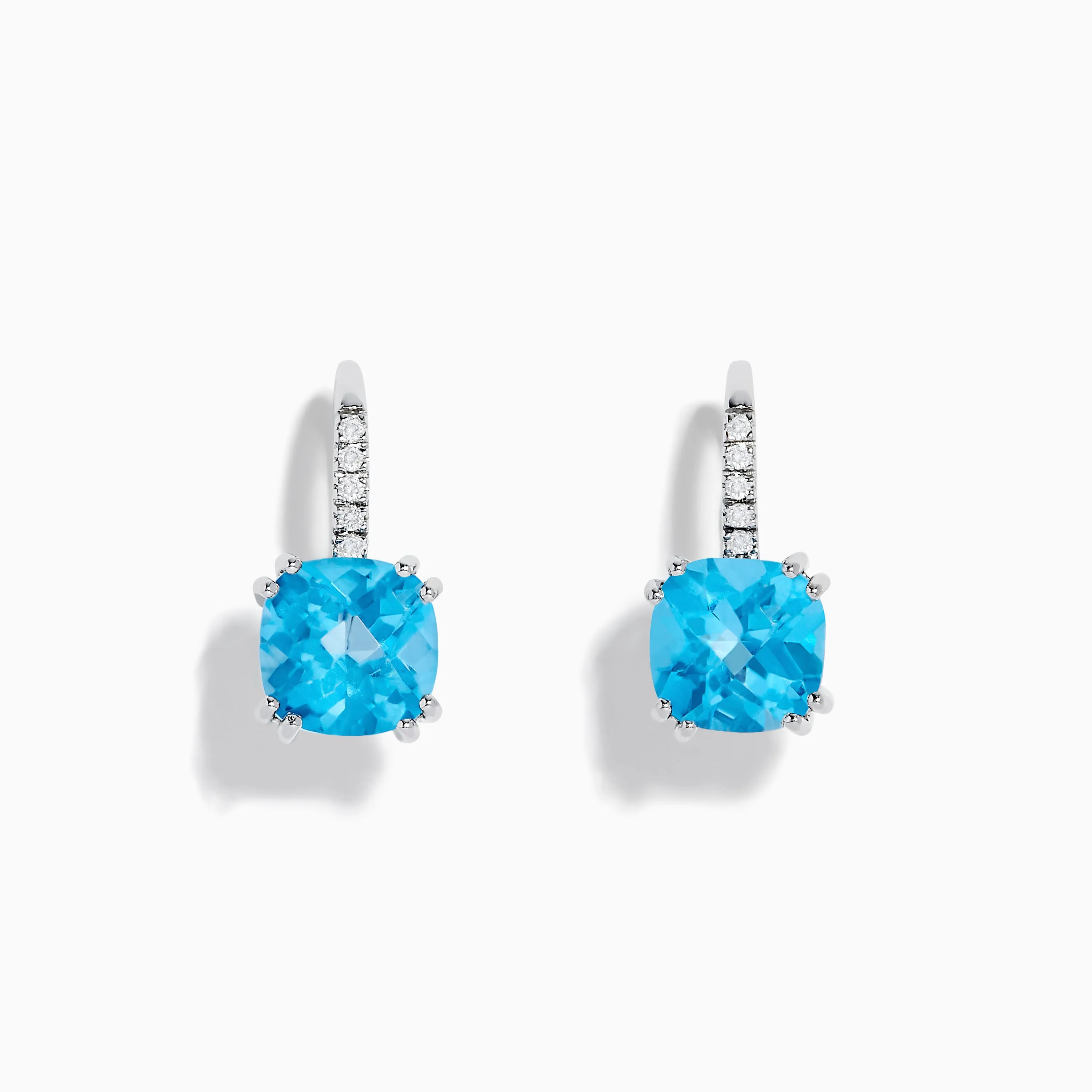 14K White Gold Blue Topaz and Diamond Drop Earrings sold by Effy