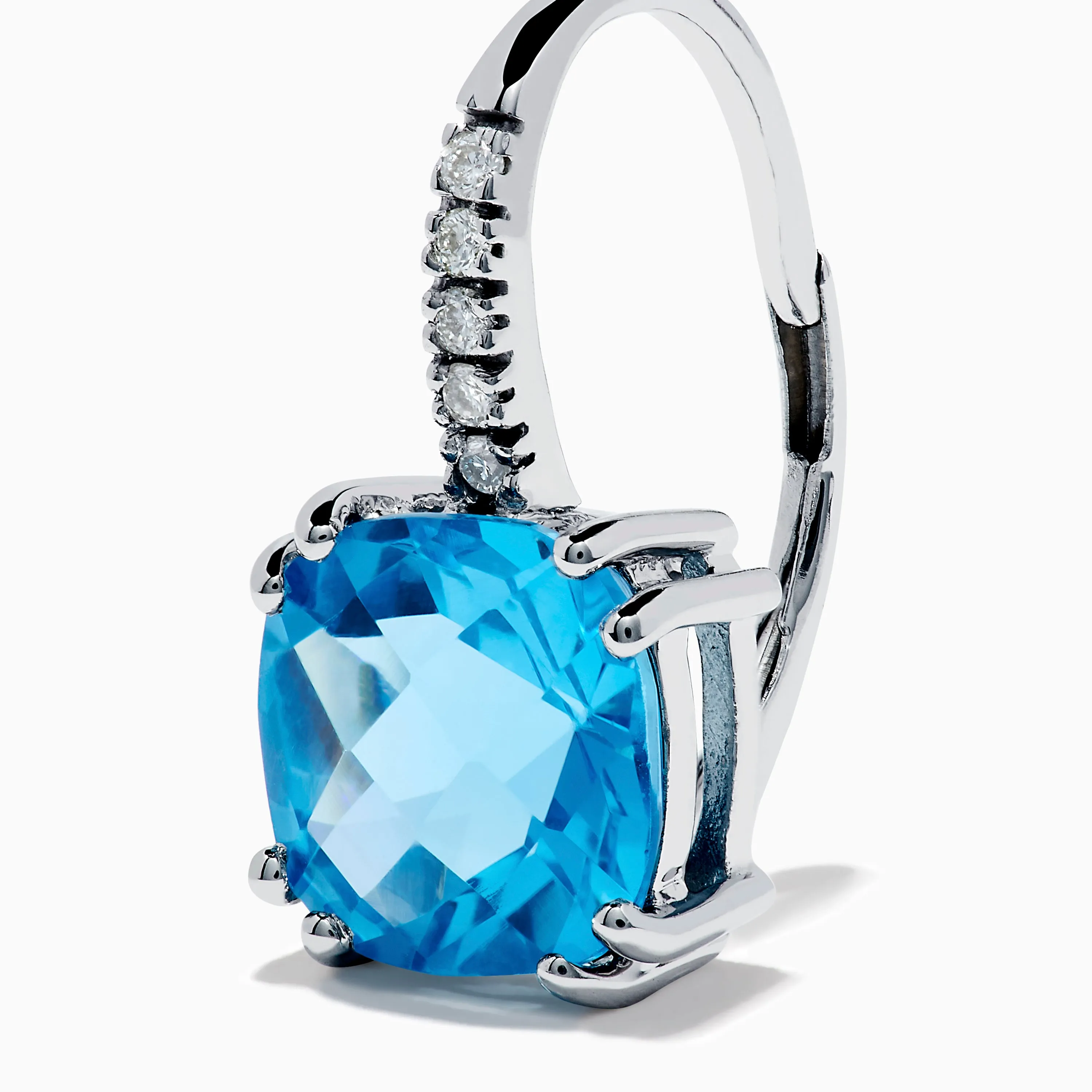 14K White Gold Blue Topaz and Diamond Drop Earrings sold by Effy product image thumbnail 2