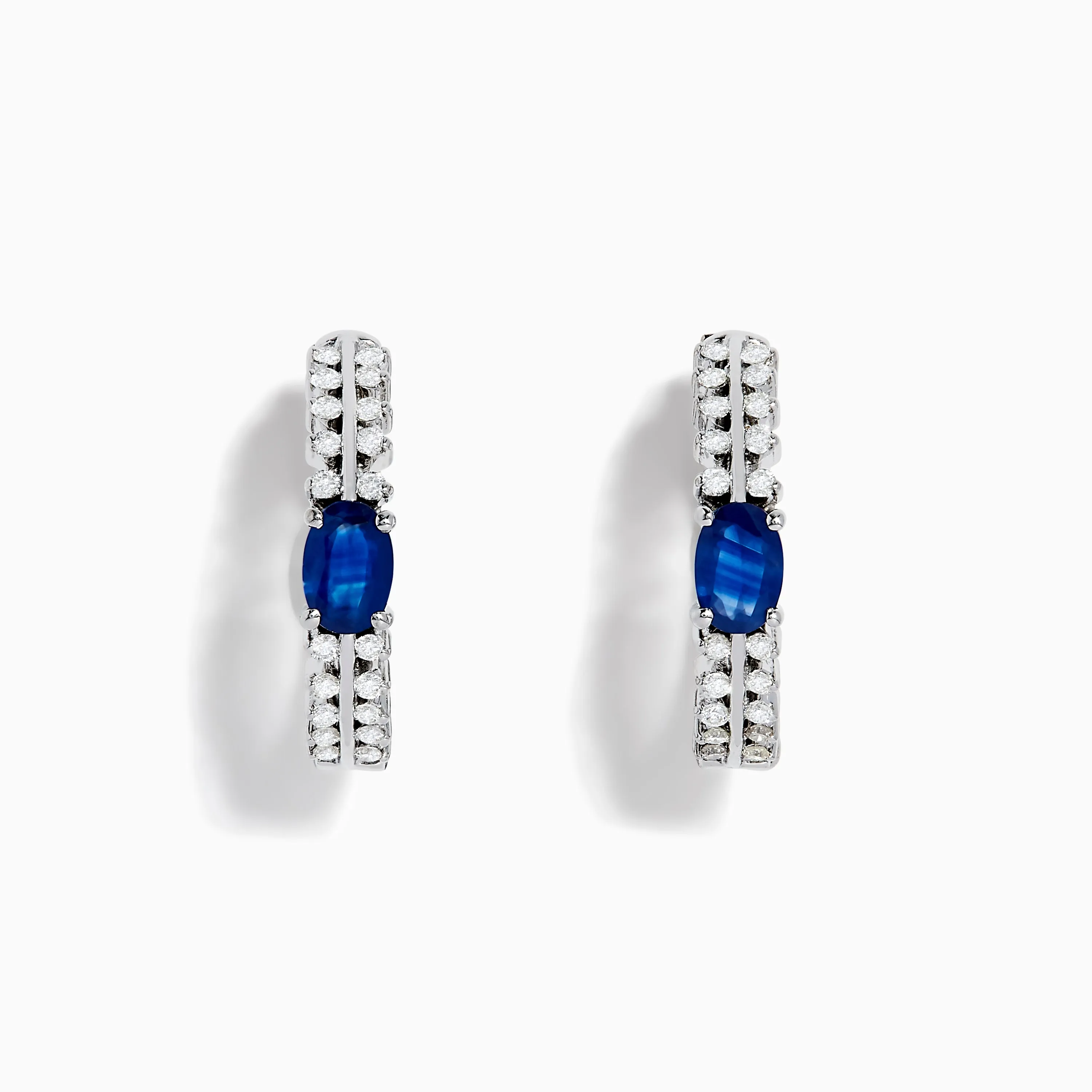 14K White Gold Blue Sapphire and Diamond Hoops sold by Effy