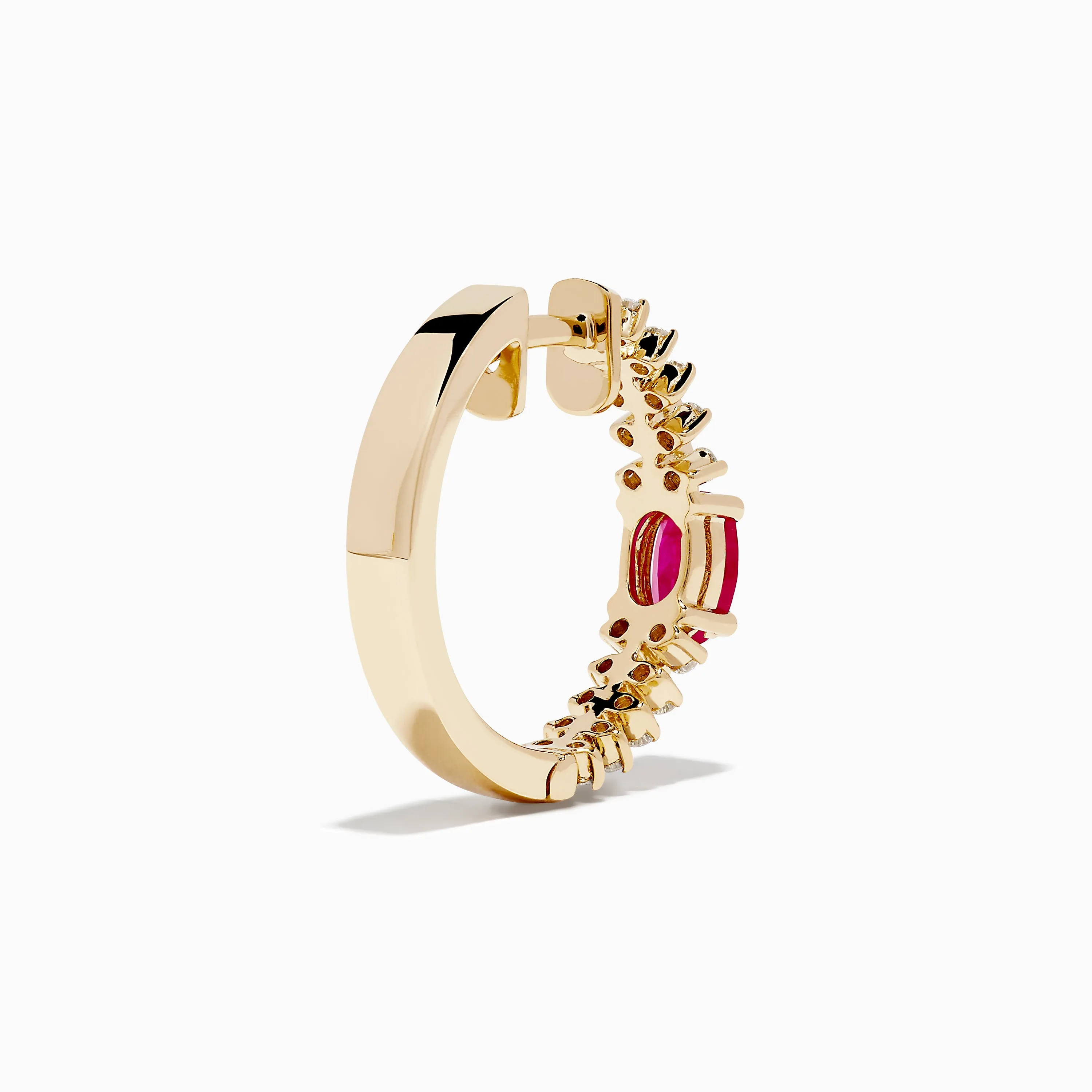 14K Yellow Gold Ruby and Diamond Hoops sold by Effy product image thumbnail 4