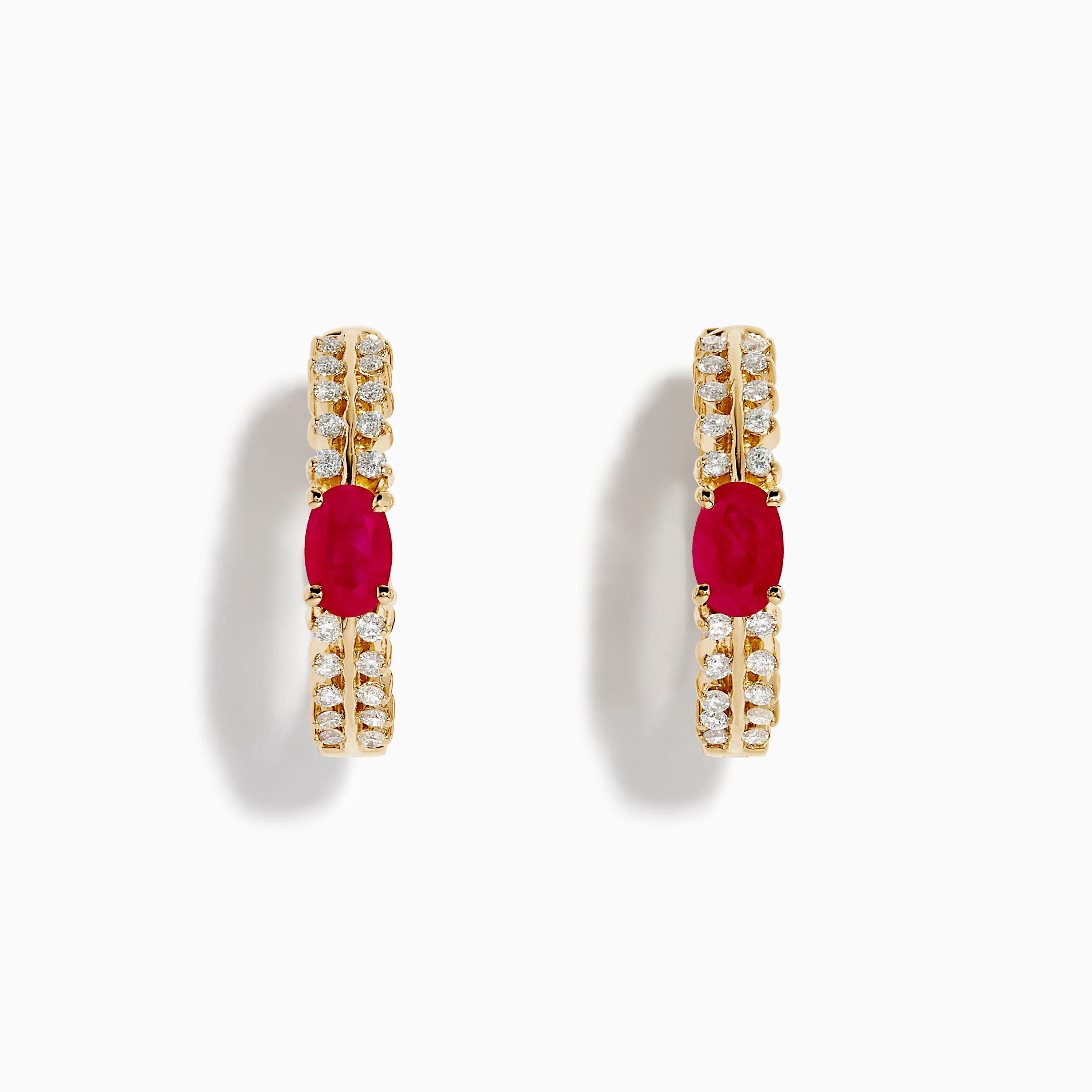 14K Yellow Gold Ruby and Diamond Hoops sold by Effy