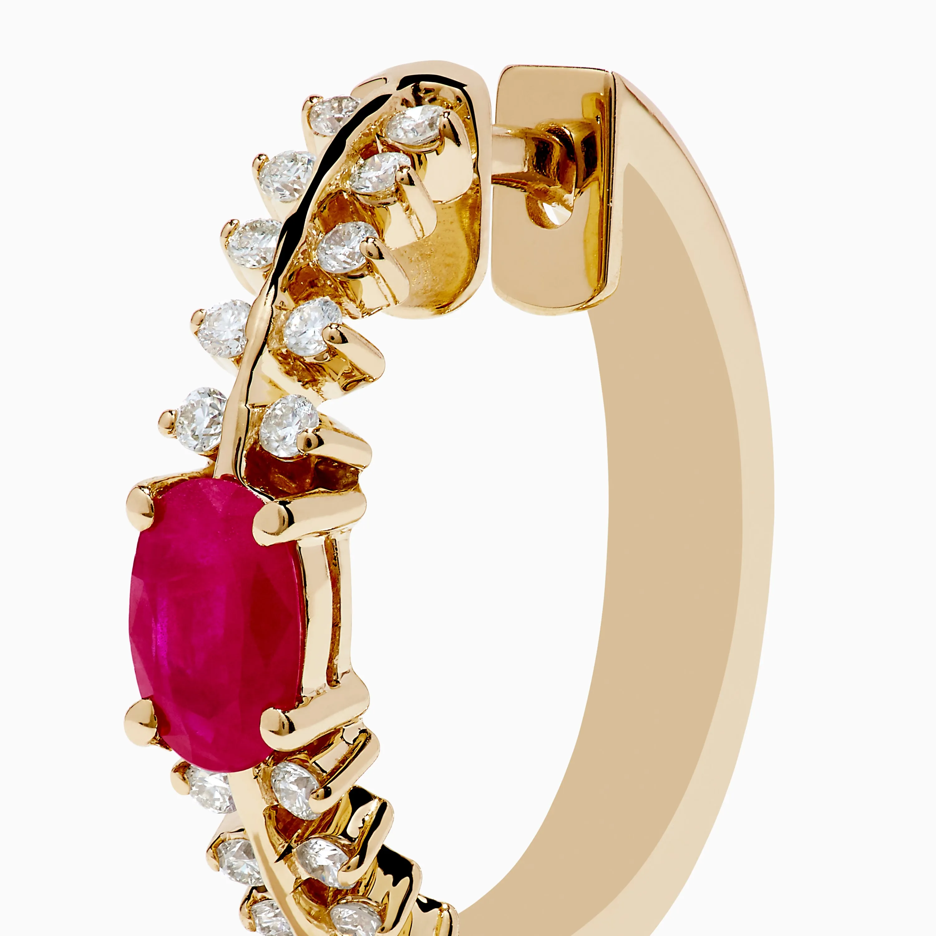 14K Yellow Gold Ruby and Diamond Hoops sold by Effy product image thumbnail 2
