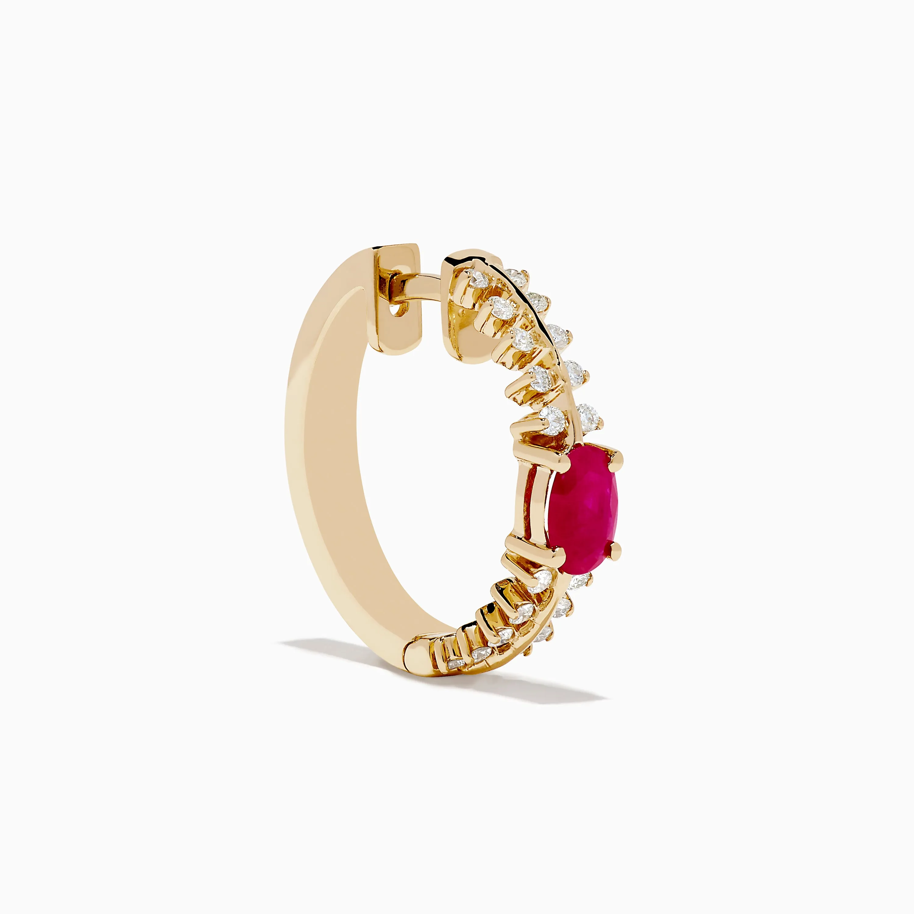 14K Yellow Gold Ruby and Diamond Hoops sold by Effy product image thumbnail 3