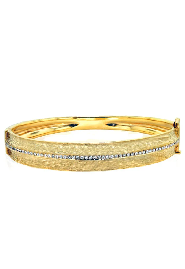 D'Oro 14K Yellow Textured Gold Diamond Bangle, 0.56 TCW sold by Effy