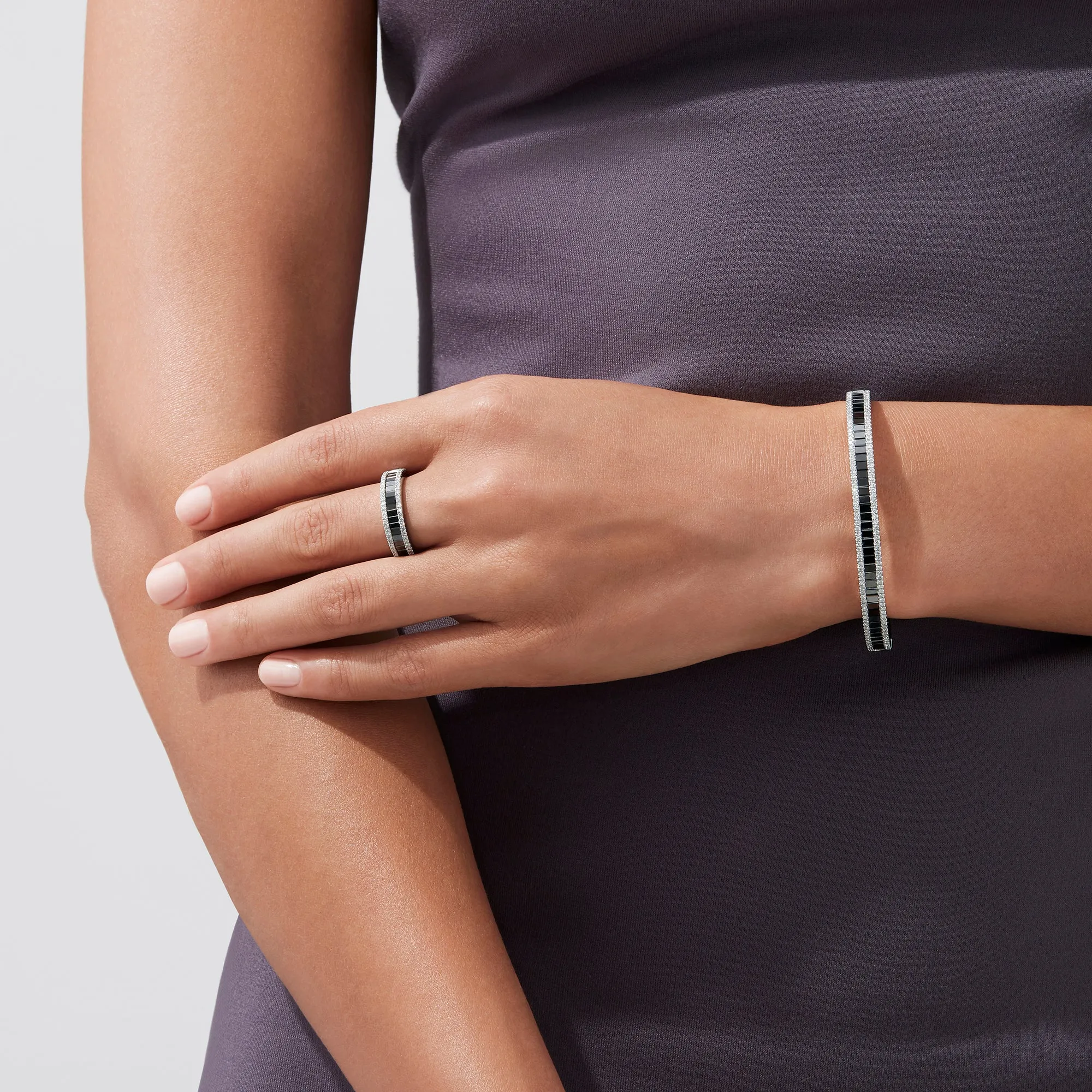 14K White Gold Black and White Diamond Bangle, 3.93 TCW sold by Effy product image thumbnail 2