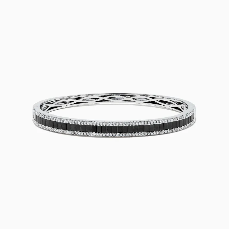 14K White Gold Black and White Diamond Bangle, 3.93 TCW sold by Effy