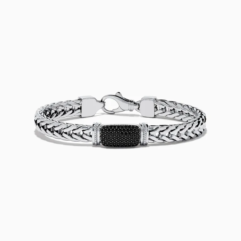 Men's Sterling Silver Black Spinel Bracelet sold by Effy