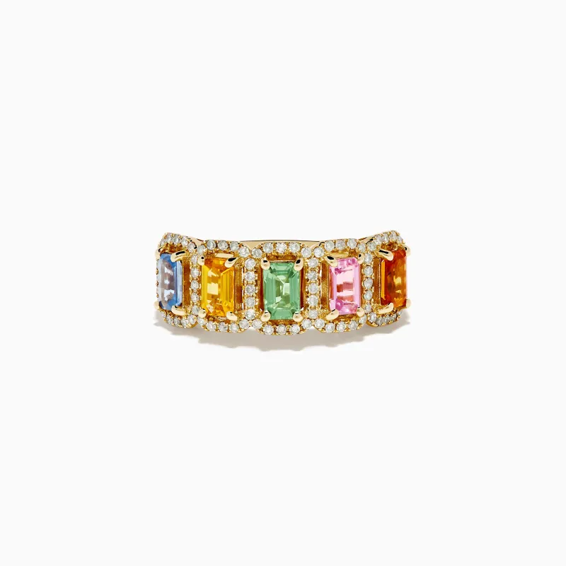 Watercolors 14K Yellow Gold Multi Sapphire and Diamond Ring sold by Effy