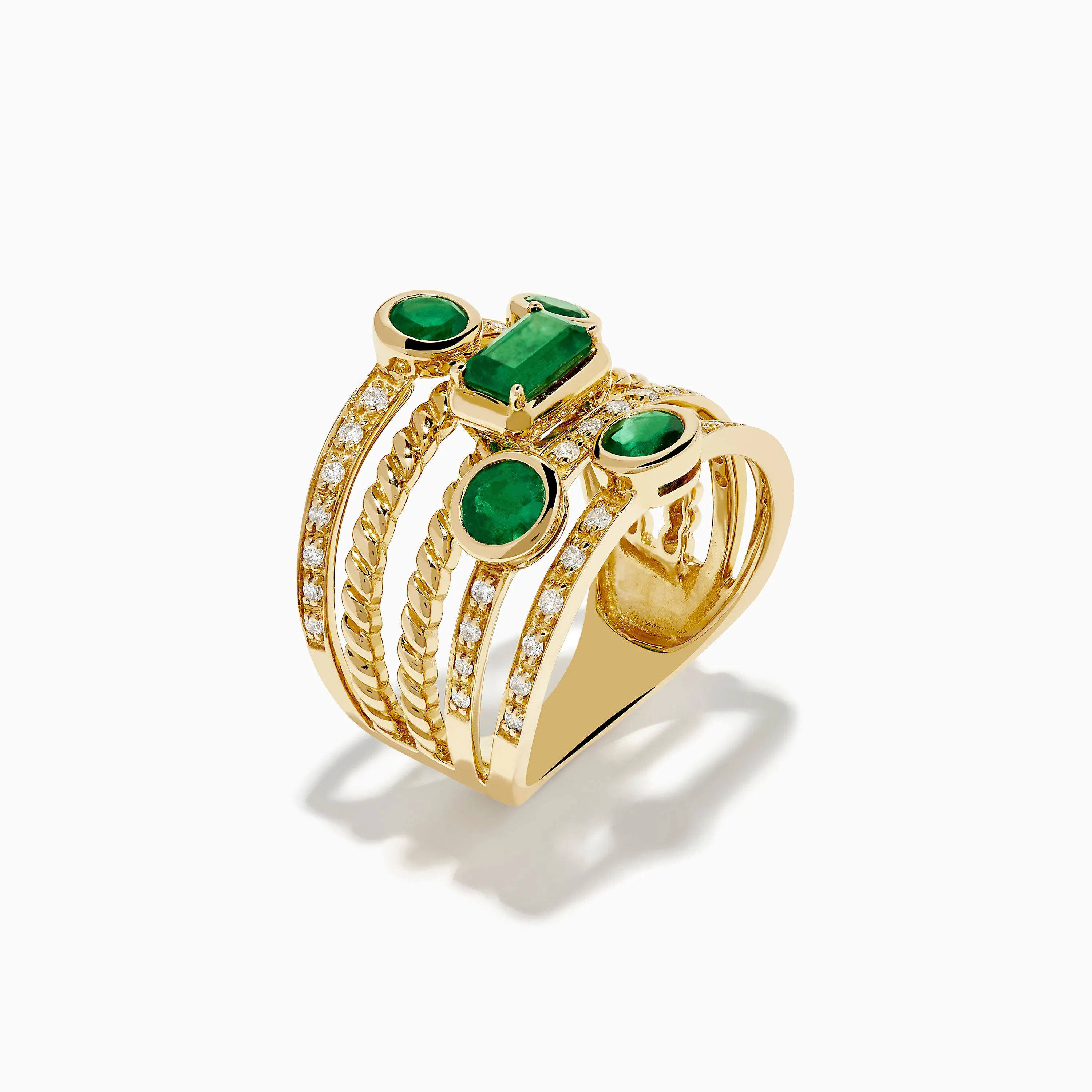 14K Yellow Gold Emerald and Diamond Statement Ring sold by Effy product image thumbnail 4