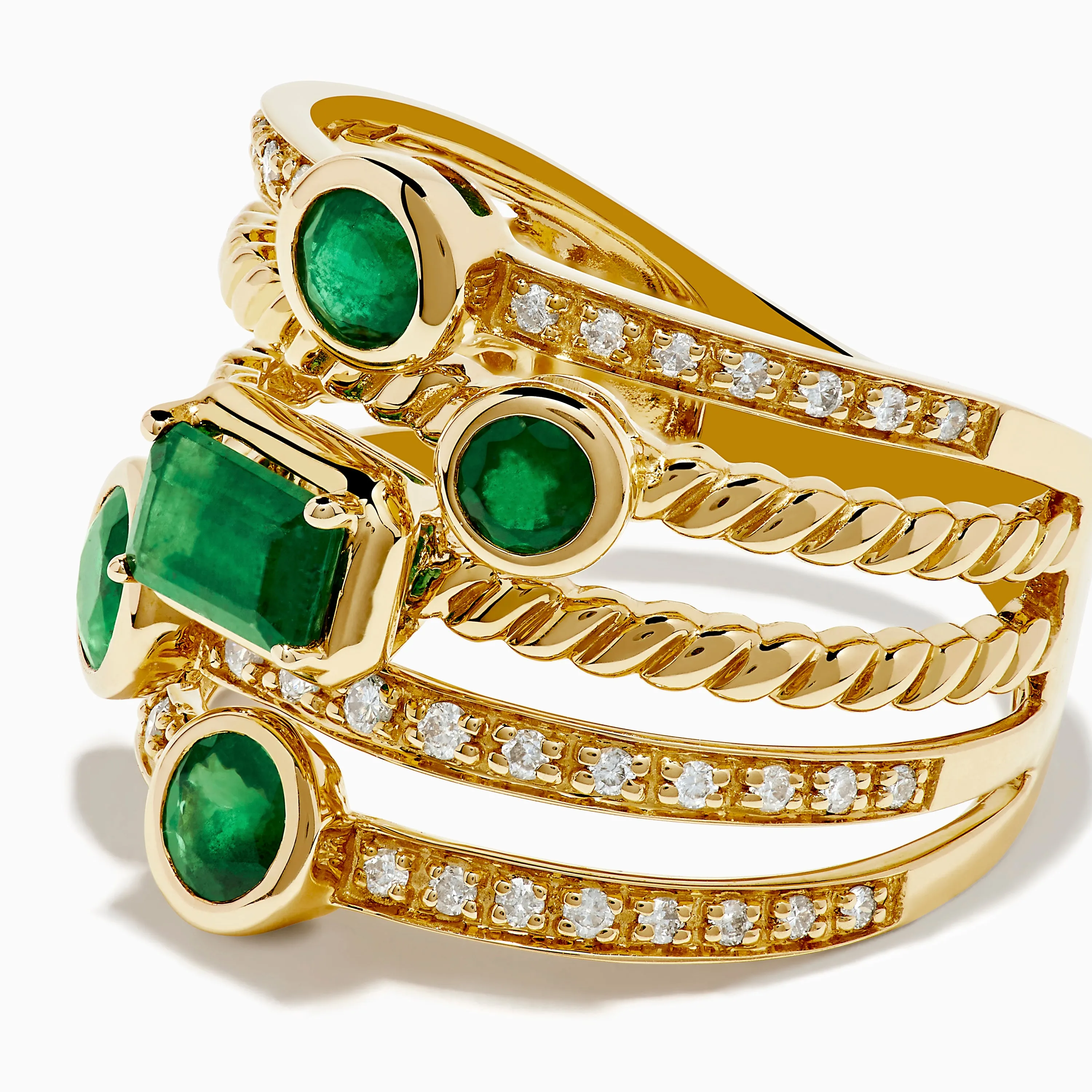 14K Yellow Gold Emerald and Diamond Statement Ring sold by Effy product image thumbnail 2