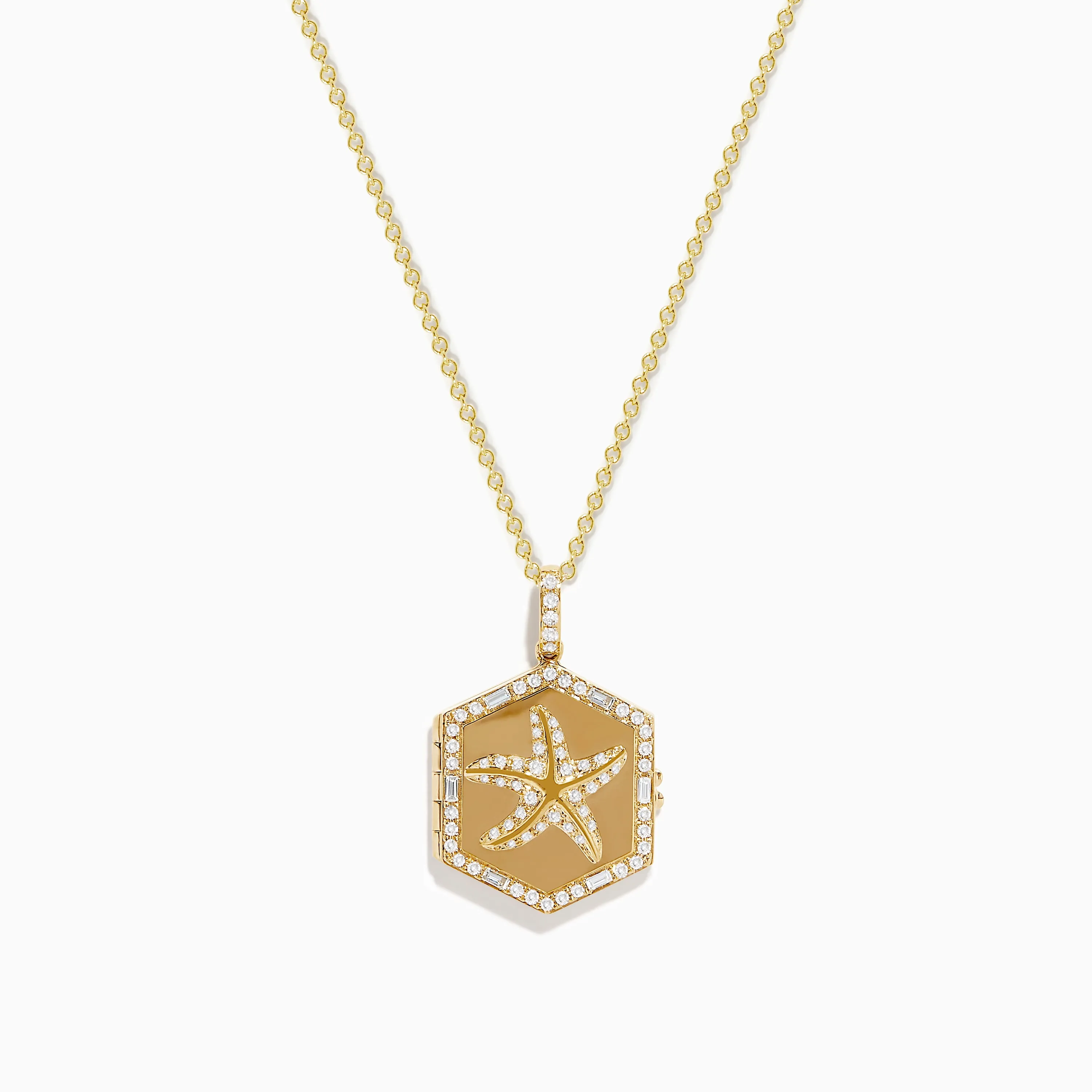 Seaside 14K Yellow Gold Diamond Starfish Locket Pendant sold by Effy