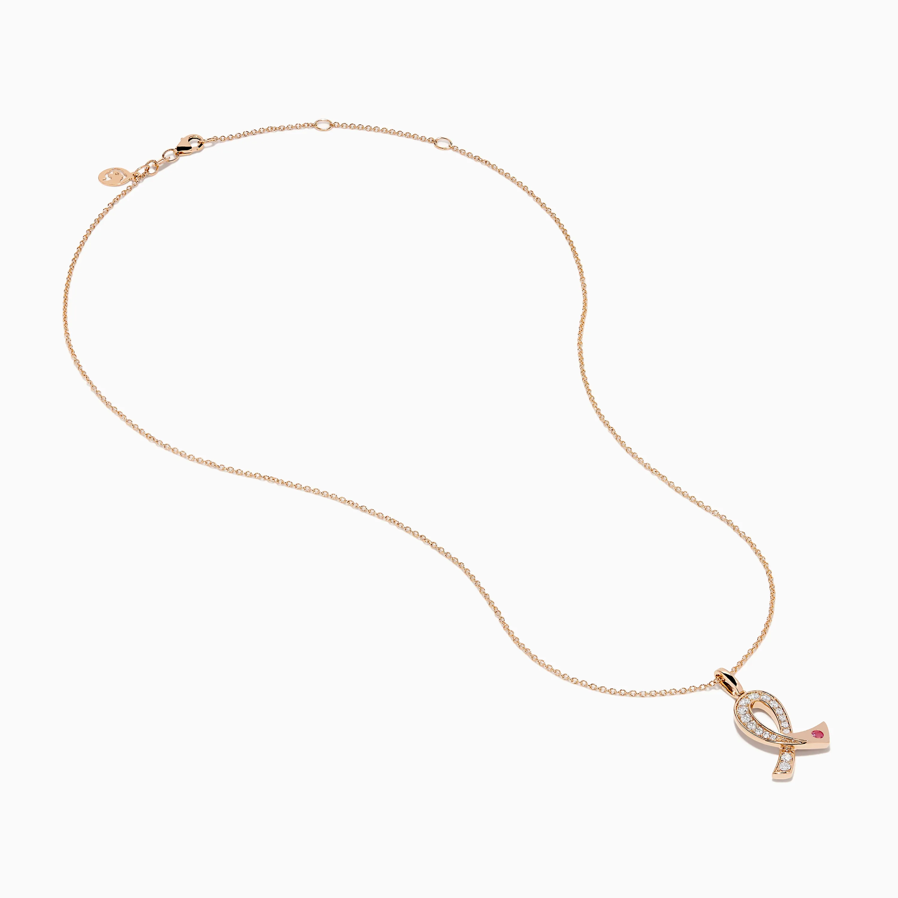 Novelty 14K Rose Gold Pink Sapphire & Diamond Pink Ribbon Pendant sold by Effy product image thumbnail 2