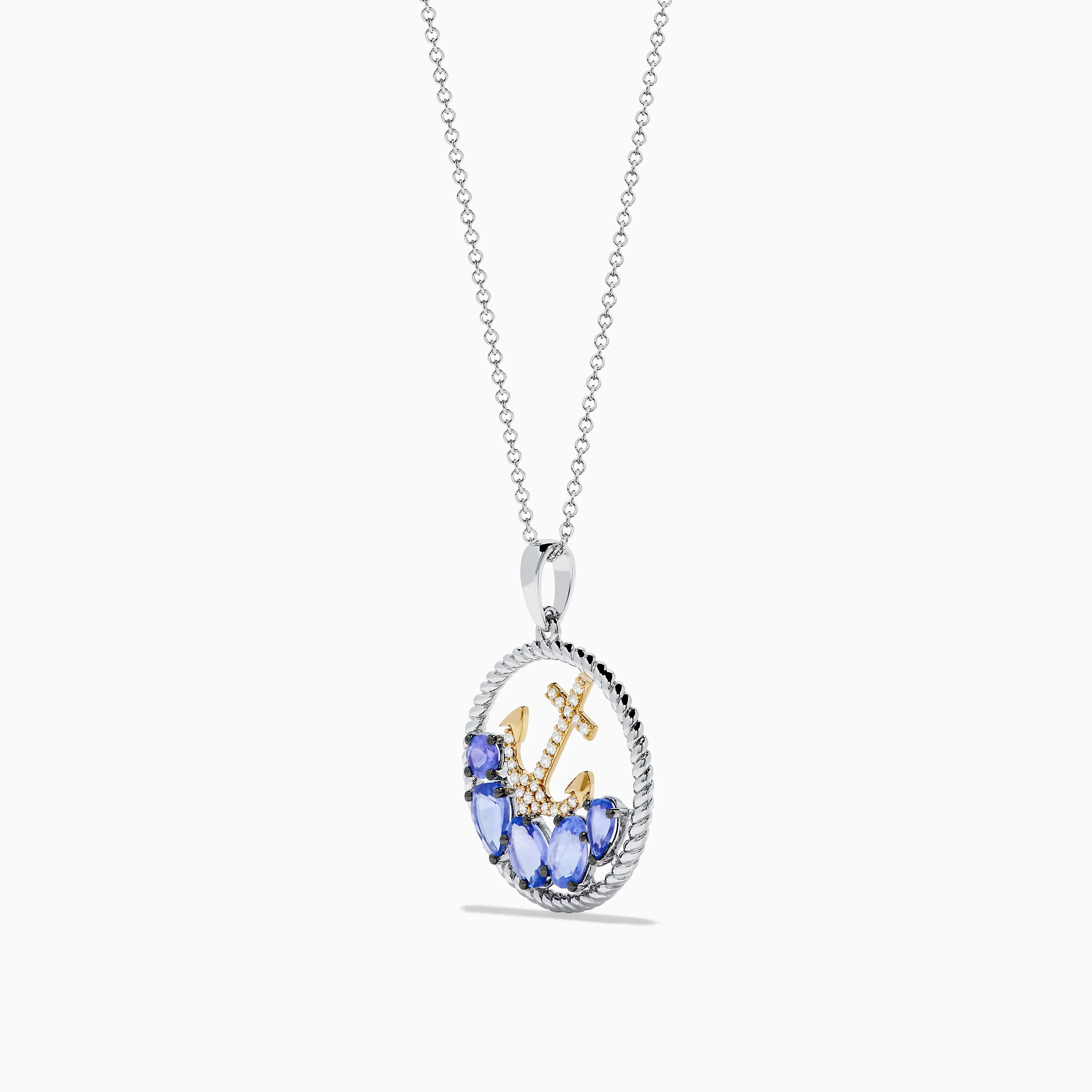 Seaside 925 Sterling Silver & 14K Gold Tanzanite & Diamond Anchor Pendant sold by Effy product image thumbnail 4