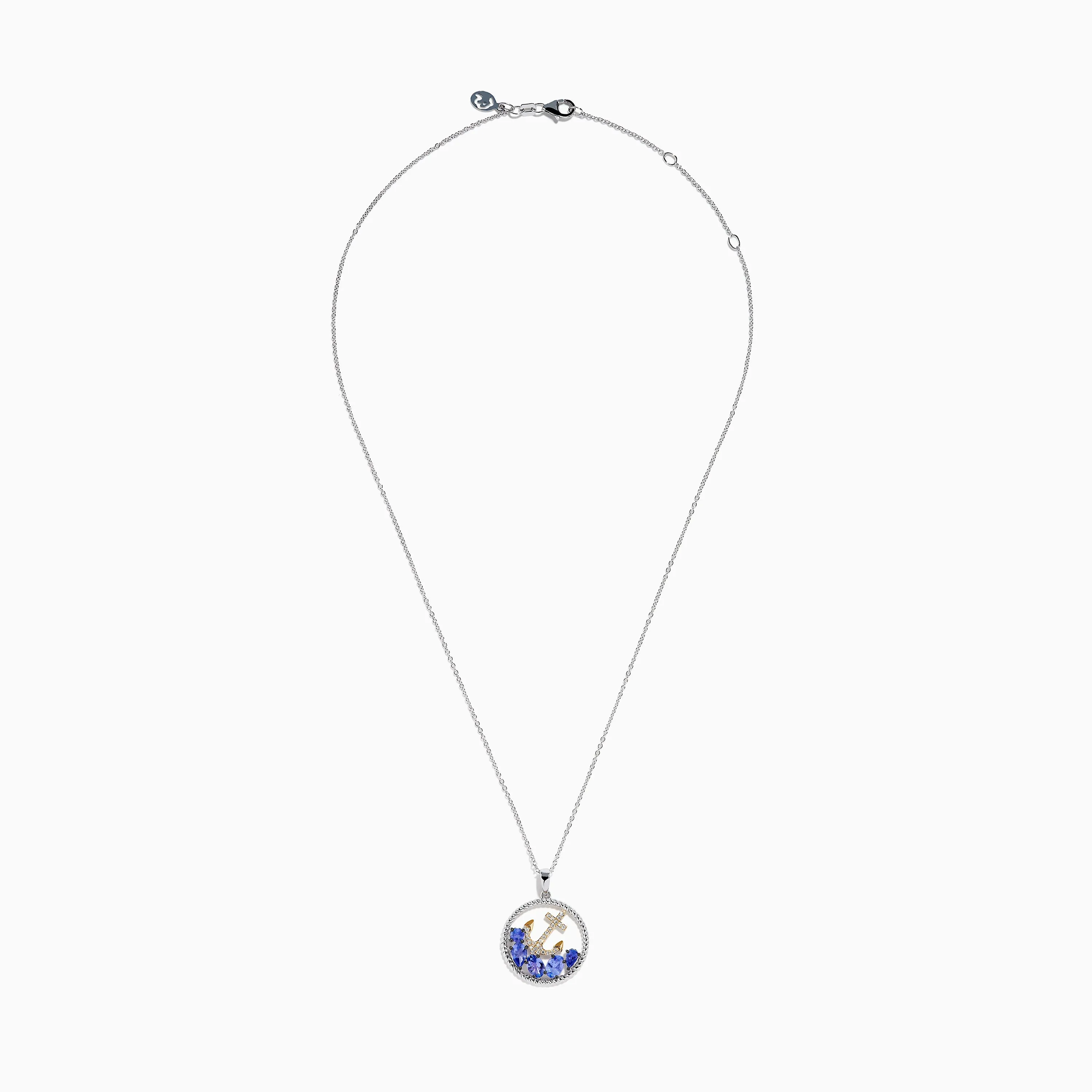 Seaside 925 Sterling Silver & 14K Gold Tanzanite & Diamond Anchor Pendant sold by Effy product image thumbnail 3