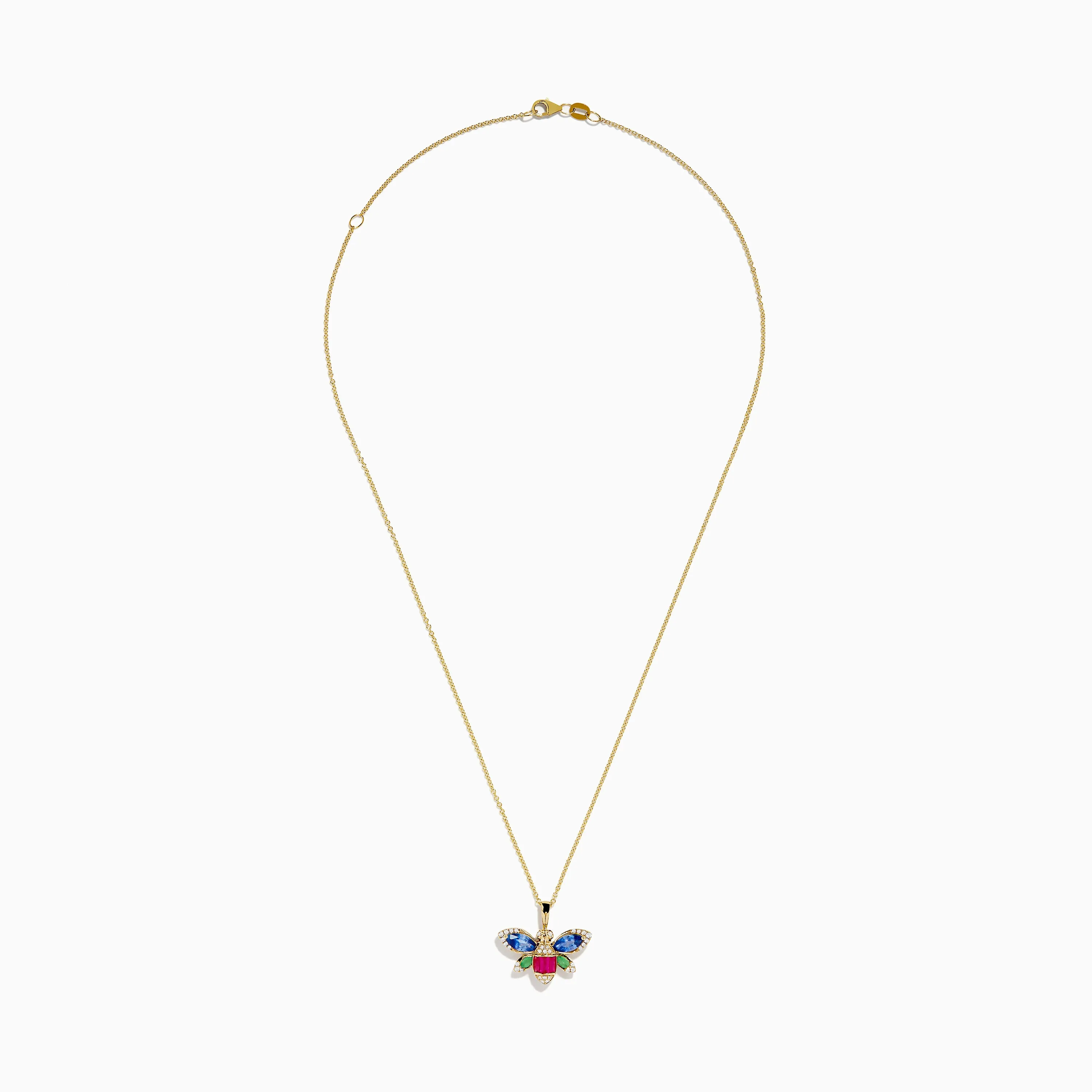 Safari 14K Yellow Gold Sapphire, Emerald, Ruby and Diamond Dragon Fly Pendant sold by Effy product image thumbnail 3