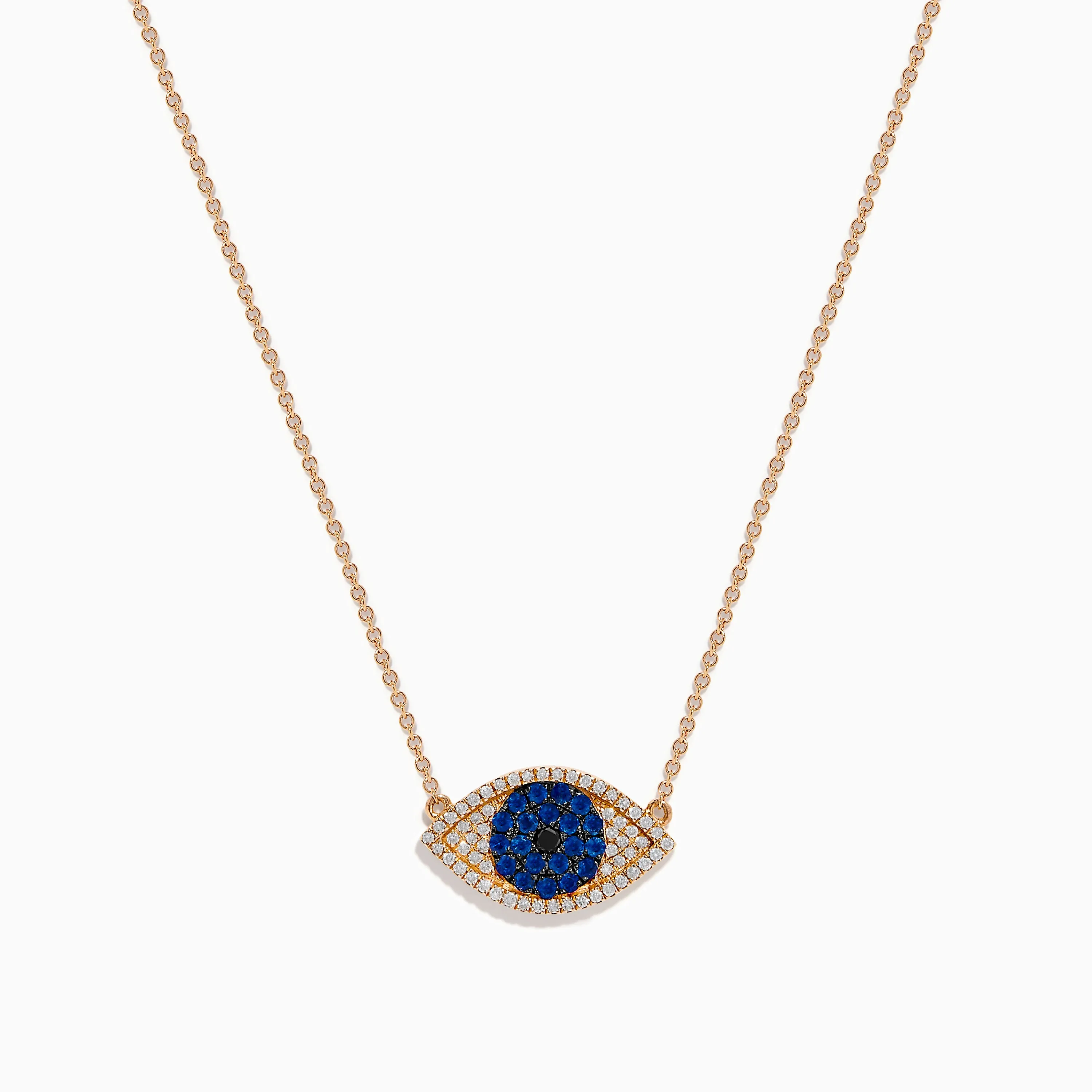 Novelty 14K Rose Gold Blue Sapphire and Diamond Evil Eye Necklace sold by Effy