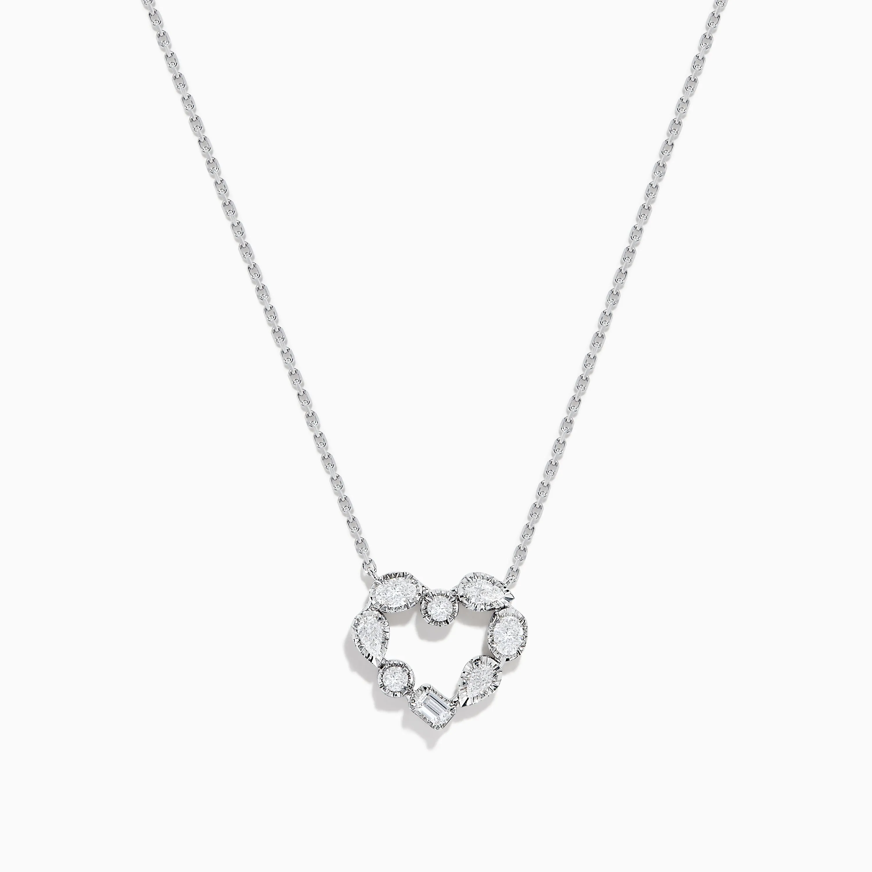 Novelty 14K White Gold Multi Shape Diamond Heart Necklace sold by Effy