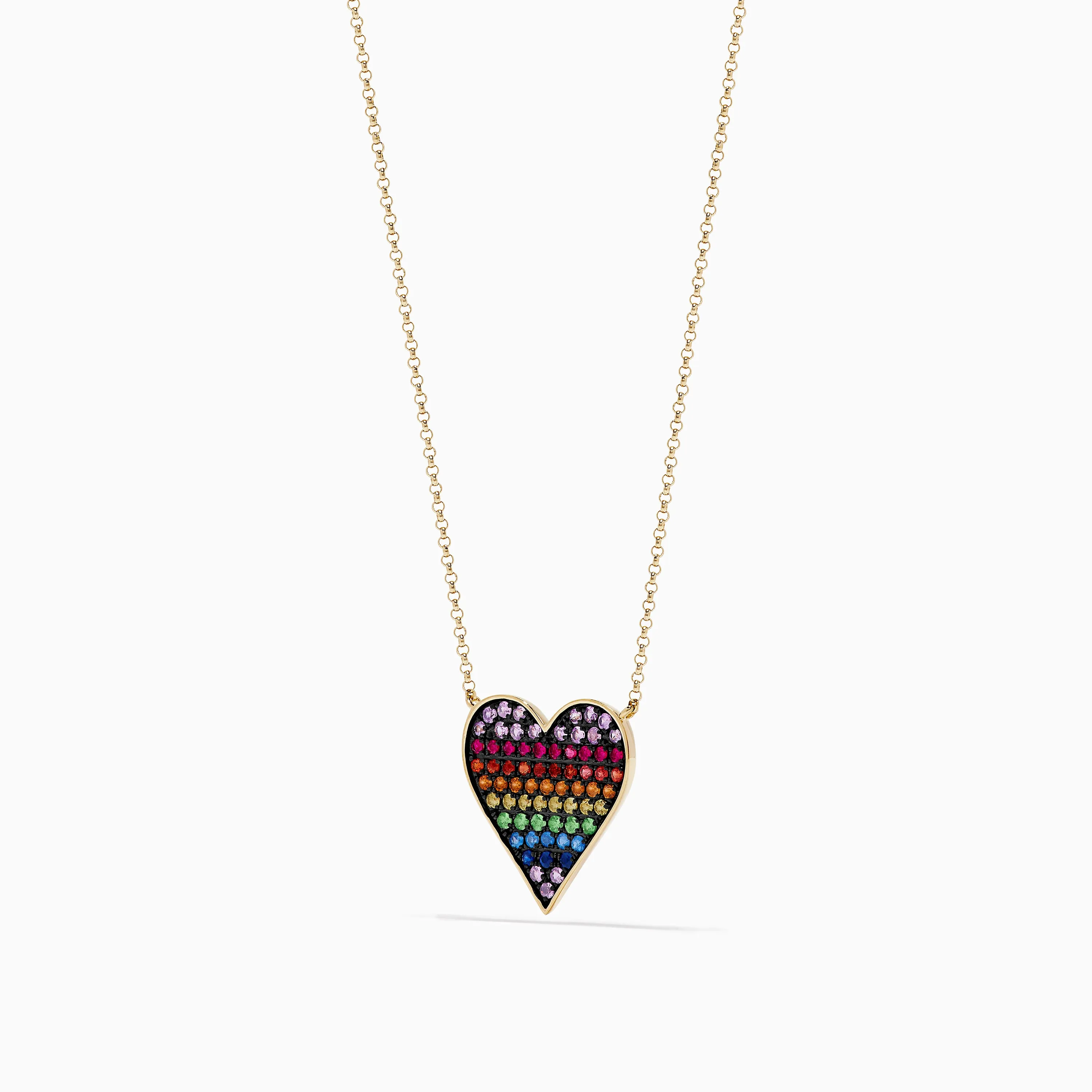 Watercolors 14K Yellow Gold Multi Color Sapphire Heart Necklace sold by Effy product image thumbnail 4