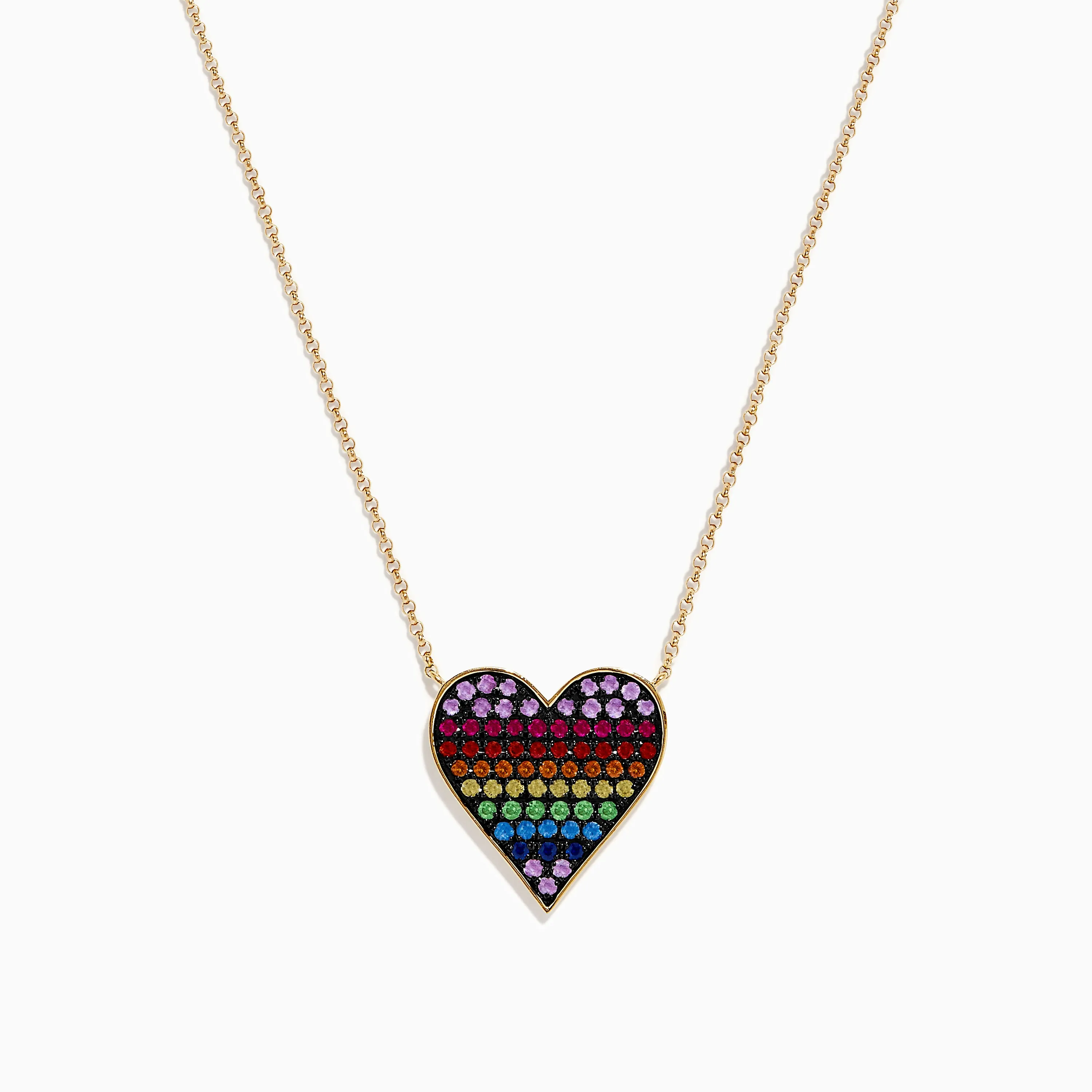 Watercolors 14K Yellow Gold Multi Color Sapphire Heart Necklace sold by Effy