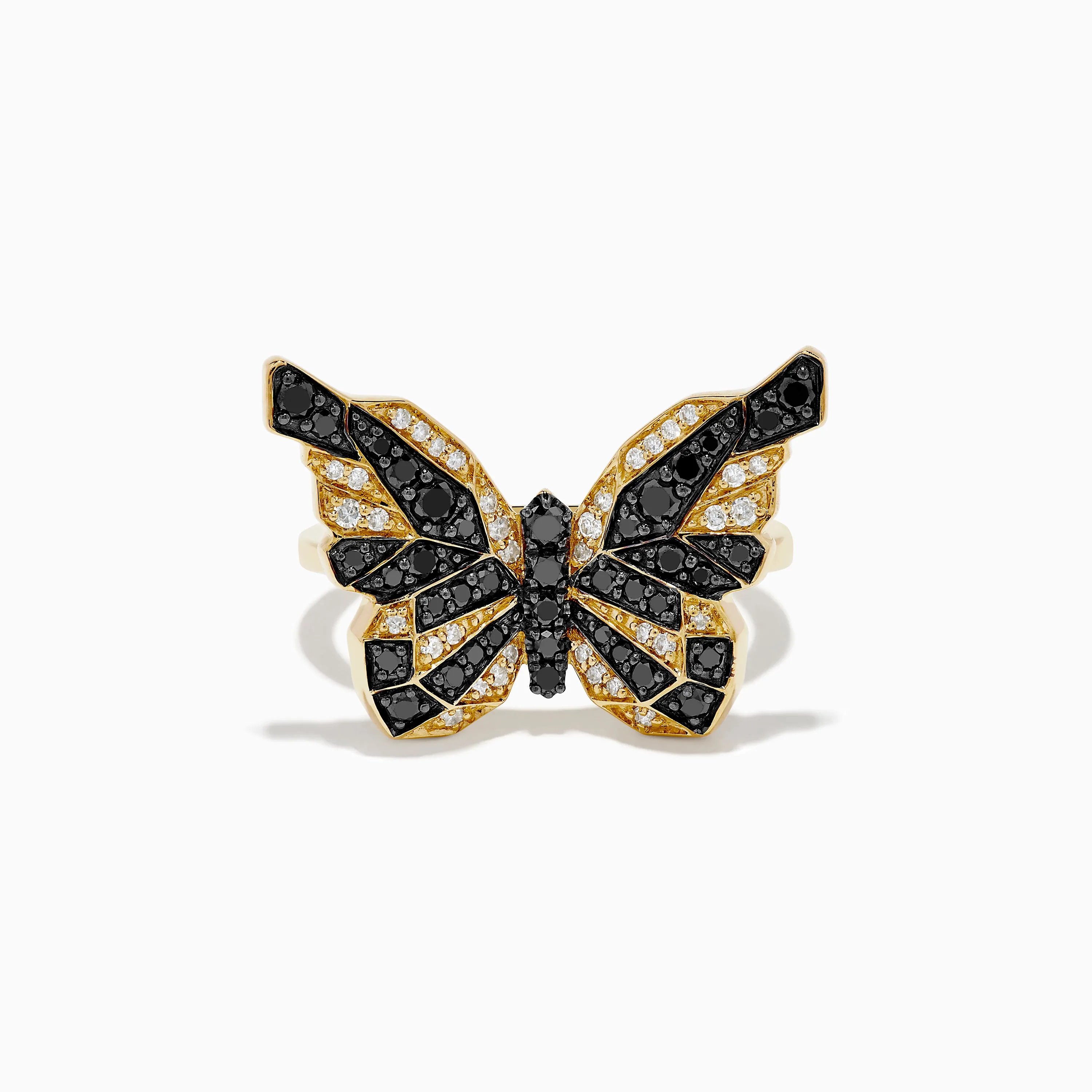 Safari 14K Yellow Gold Black & White Diamond Butterfly Ring sold by Effy