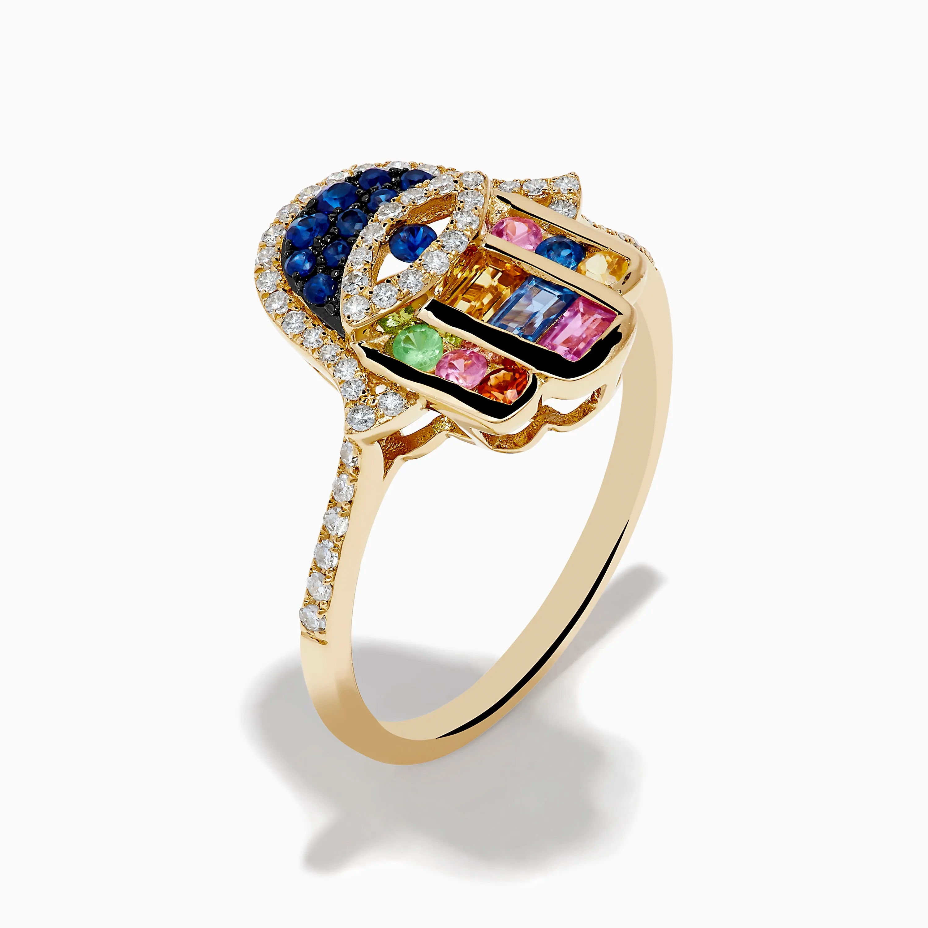 Novelty 14K Yellow Gold Multi Color Sapphire and Diamond Hamsa Ring sold by Effy product image thumbnail 4