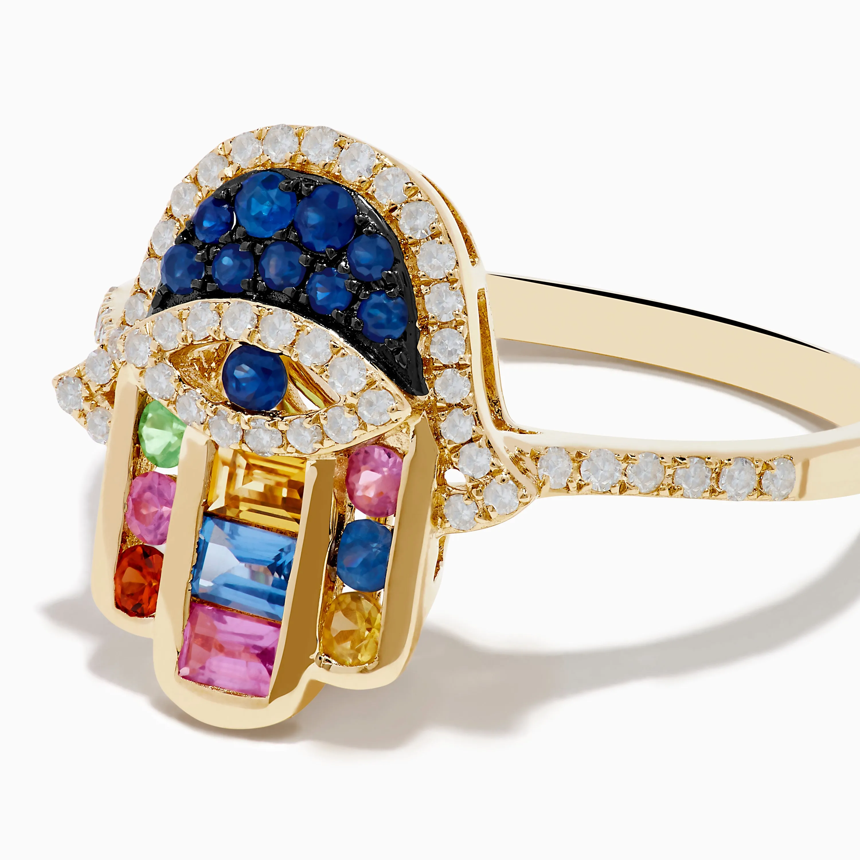 Novelty 14K Yellow Gold Multi Color Sapphire and Diamond Hamsa Ring sold by Effy product image thumbnail 2