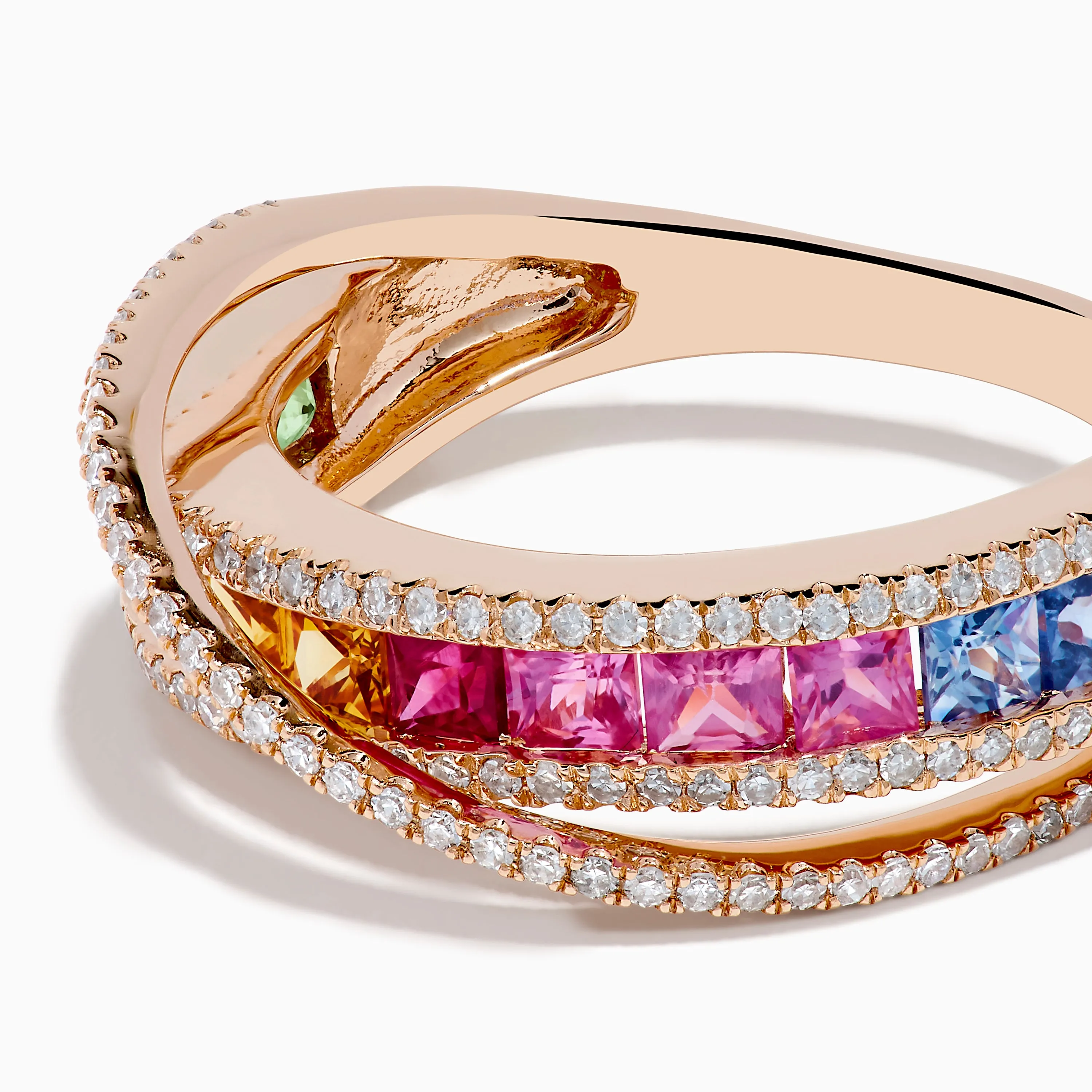 Watercolors 14K Rose Gold Multi Color Sapphire and Diamond Band Ring sold by Effy product image thumbnail 2