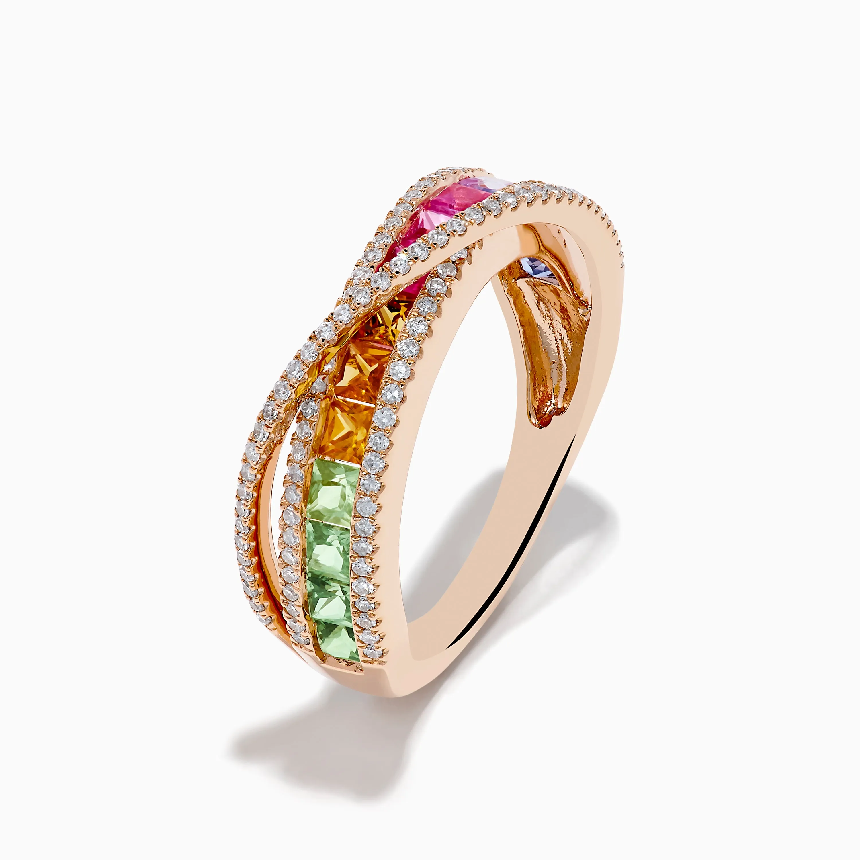 Watercolors 14K Rose Gold Multi Color Sapphire and Diamond Band Ring sold by Effy product image thumbnail 4
