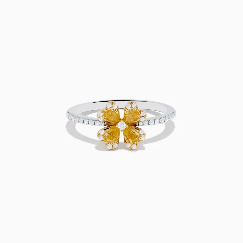 Canare 14K White & Yellow Gold Yellow Diamond Flower Ring sold by Effy