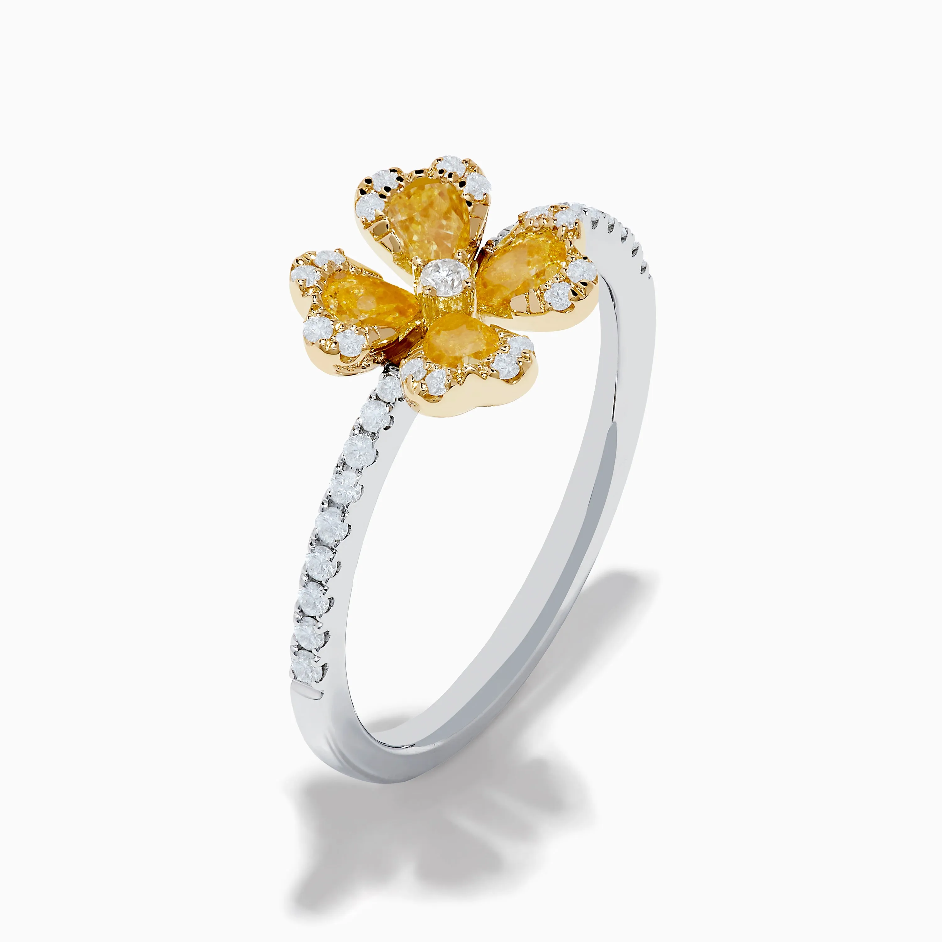 Canare 14K White & Yellow Gold Yellow Diamond Flower Ring sold by Effy product image thumbnail 4