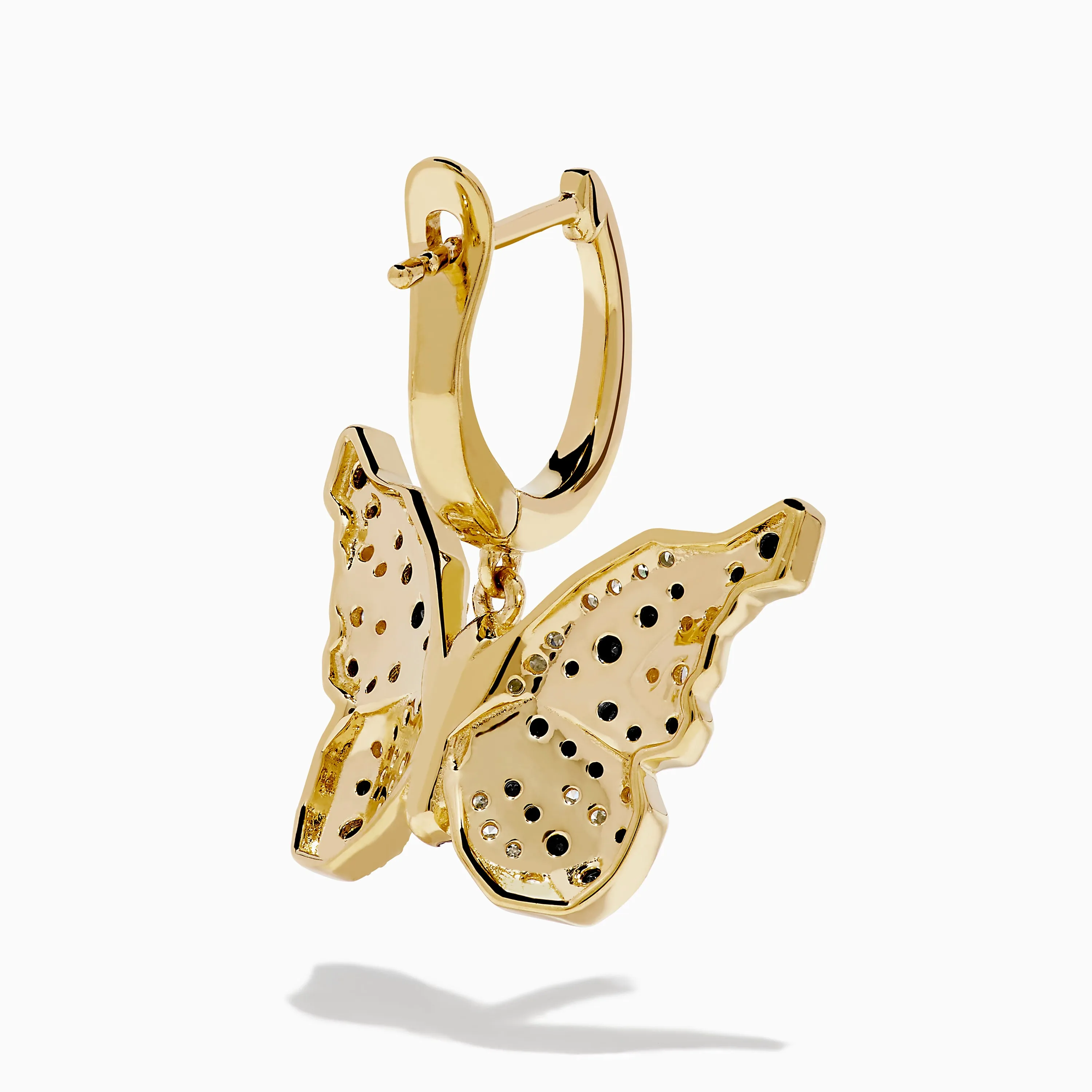 14K Yellow Gold Black and White Diamond Butterfly Earrings sold by Effy product image thumbnail 4