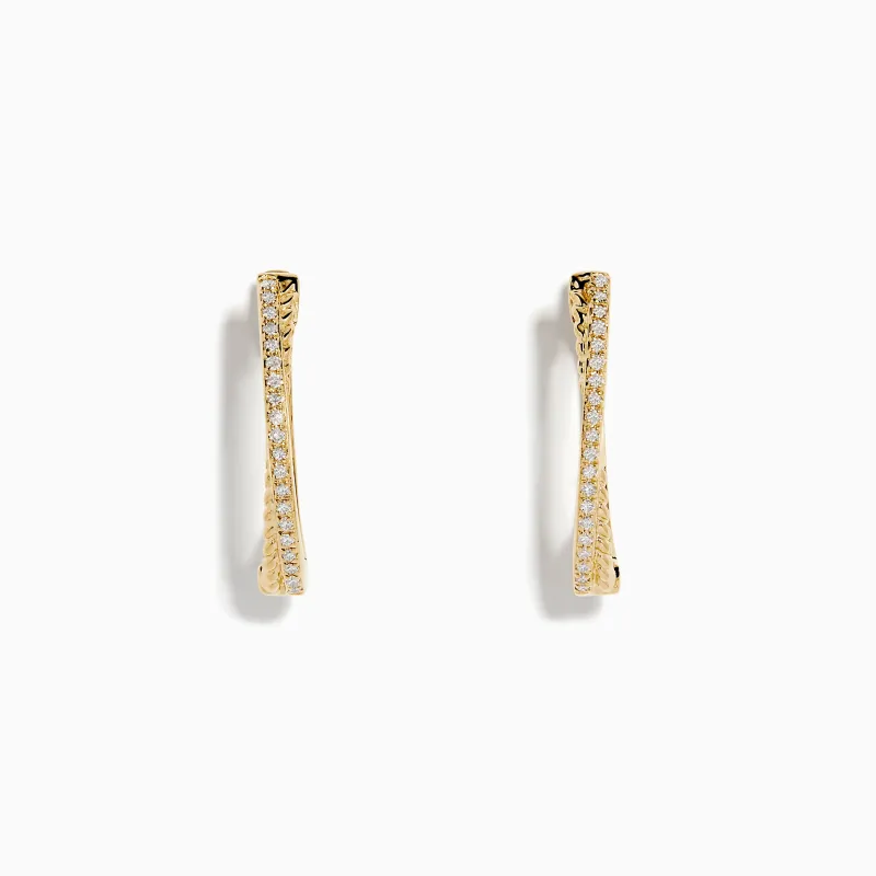 D'Oro 14K Yellow Gold Diamond Hoop Earrings sold by Effy