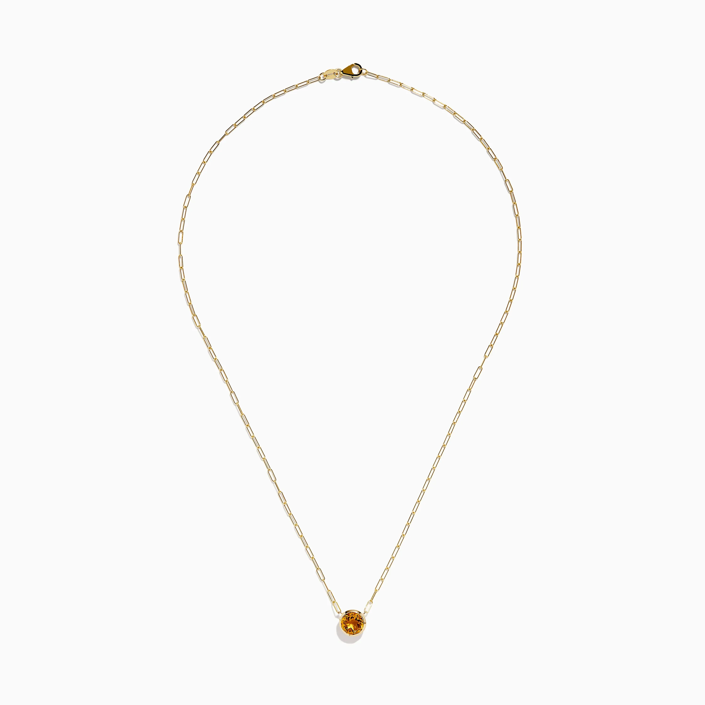 14K Yellow Gold Citrine Bezel Paperclip Chain Pendant sold by Effy product image thumbnail 3