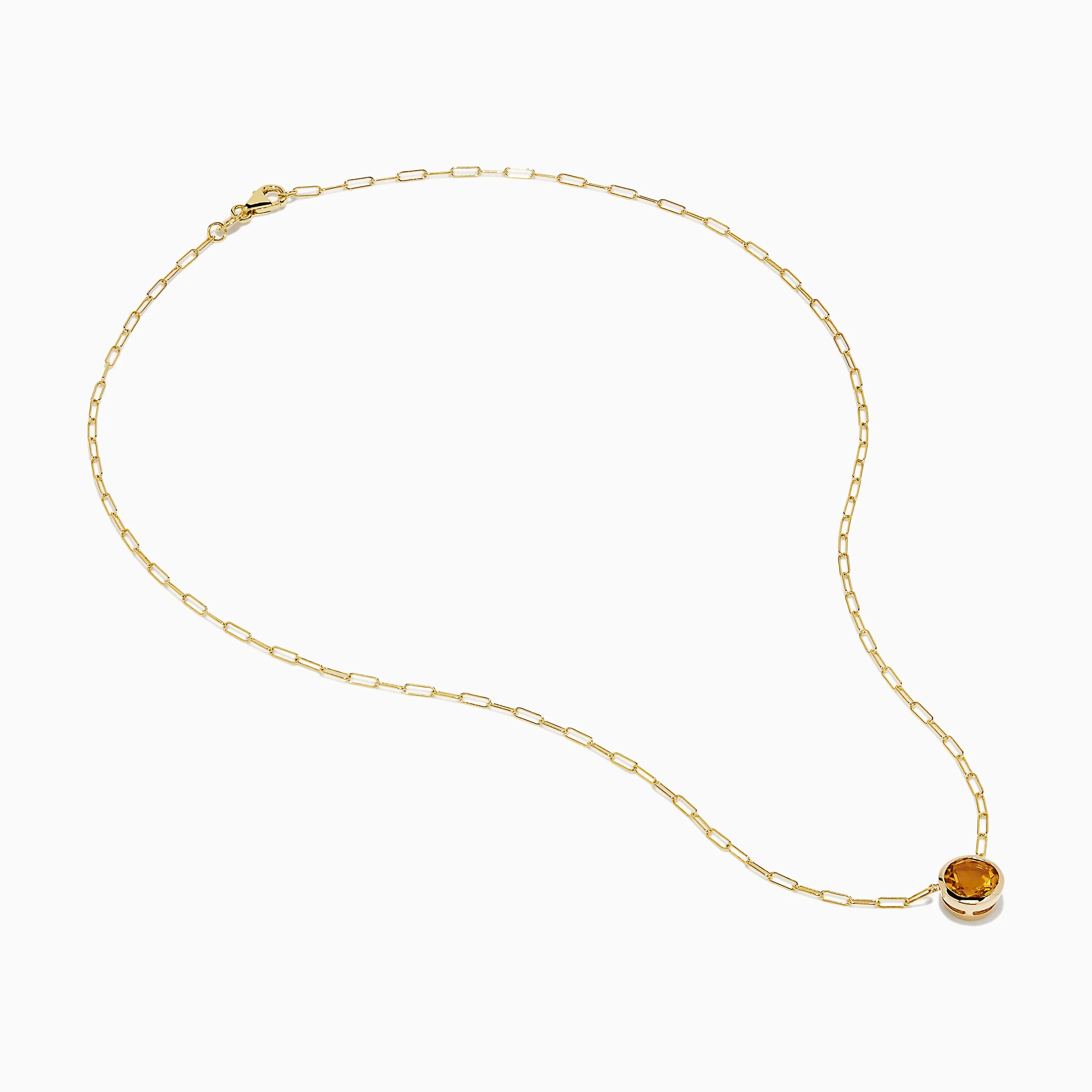 14K Yellow Gold Citrine Bezel Paperclip Chain Pendant sold by Effy product image thumbnail 2