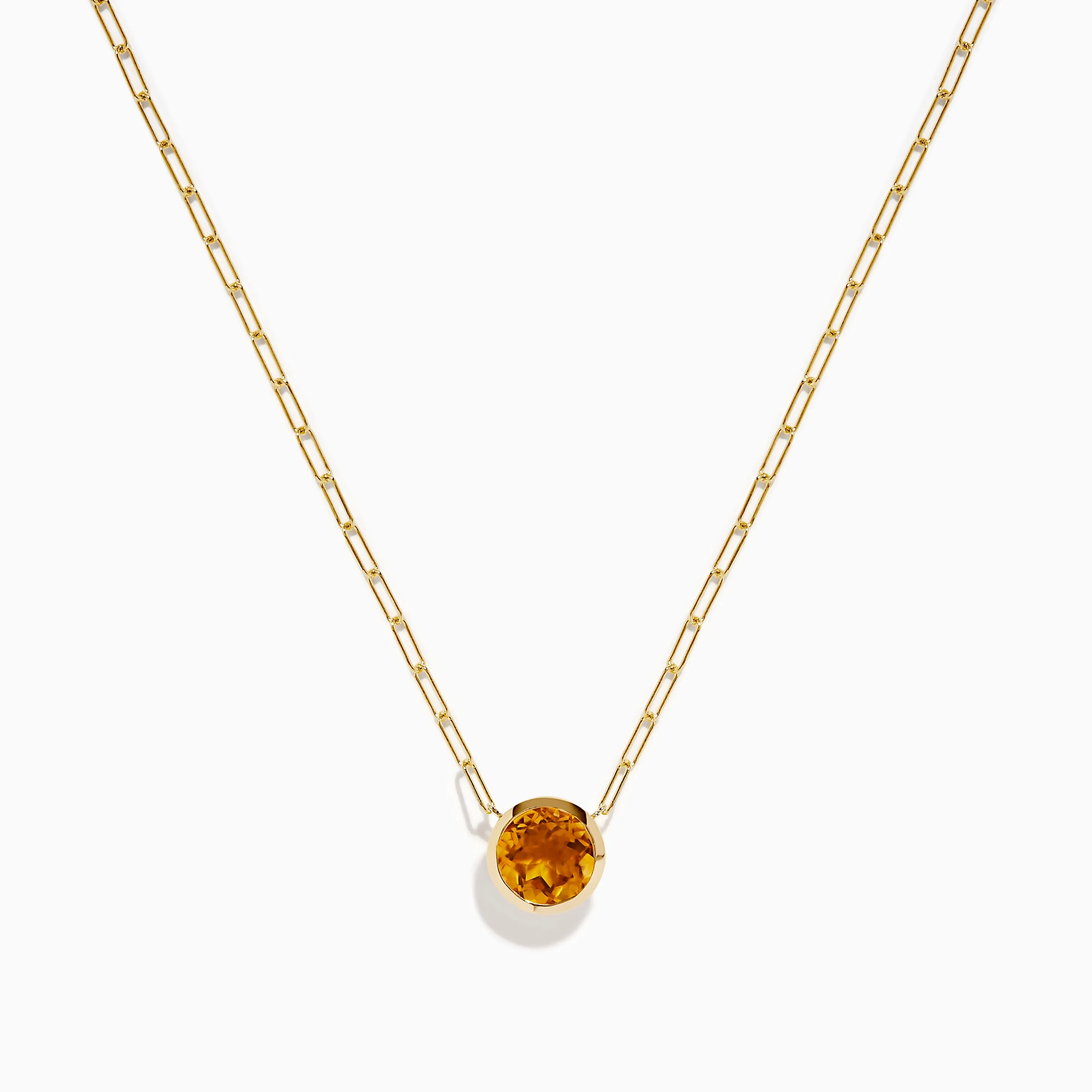 14K Yellow Gold Citrine Bezel Paperclip Chain Pendant sold by Effy