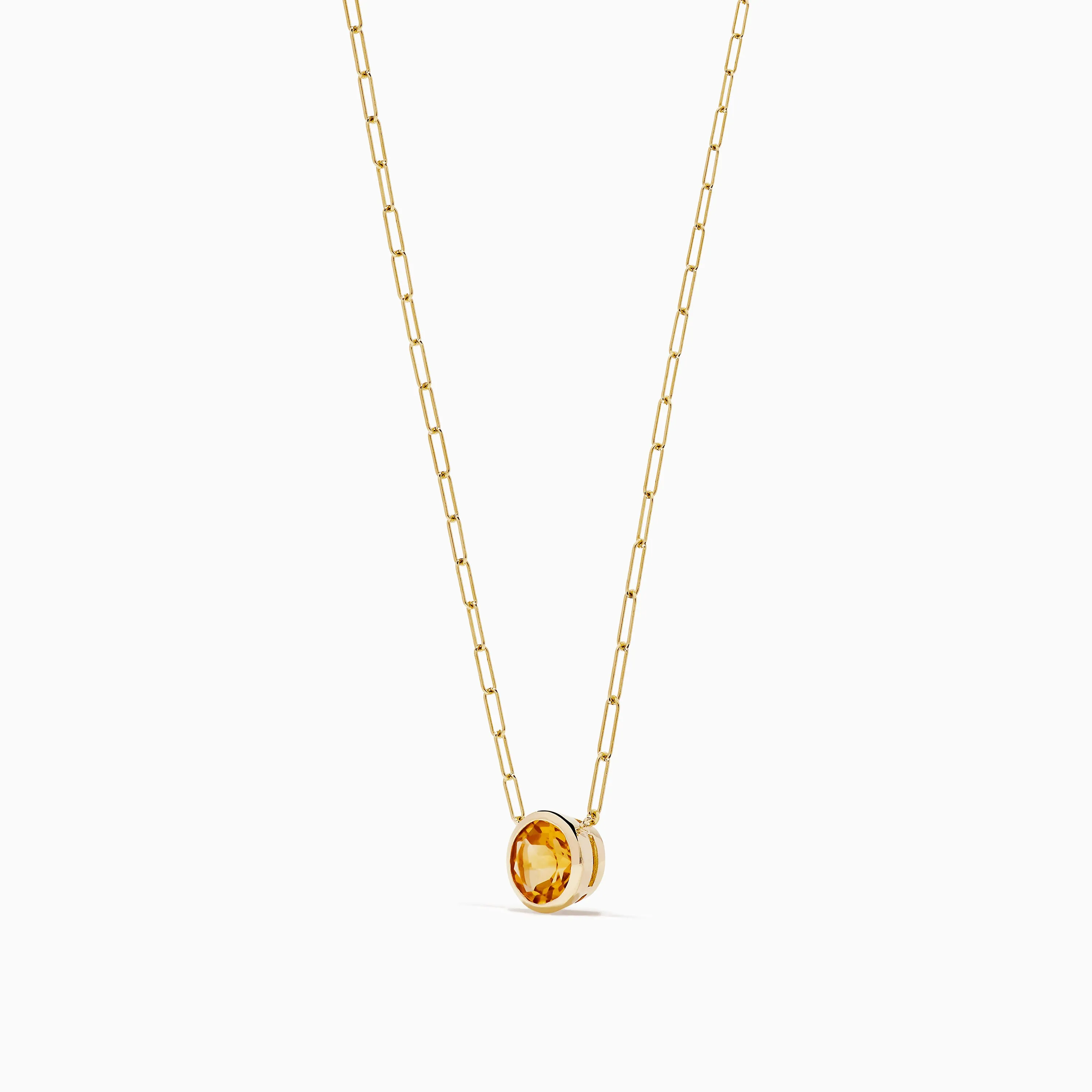 14K Yellow Gold Citrine Bezel Paperclip Chain Pendant sold by Effy product image thumbnail 4
